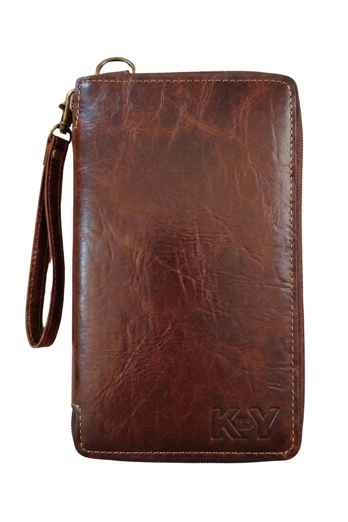 k to y Passport Holder Travel Wallet for Men & Women – Zipped Vegan Leather Passport Cover for Couples with Wristlet Strap, 2 Passport Slots, Card Holder, Cash & Boarding Pass (Brown)-picture-37