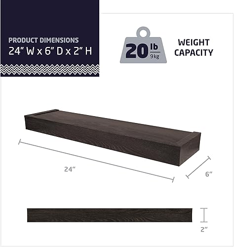 Miniatura 8 de HIGH & MIGHTY - Moderno estante flotante con capacidad de hasta 20 libras, fácil instalación en tablaroca sin herramientas.