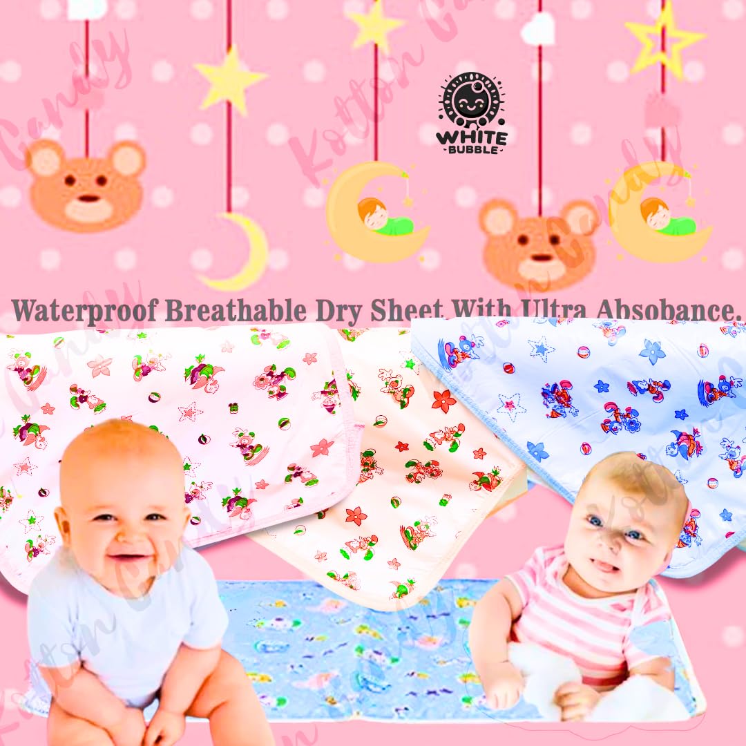 White Bubble Reusable Waterproof Baby Sheet - Anti-Piling, Cotton Bed Protector 2