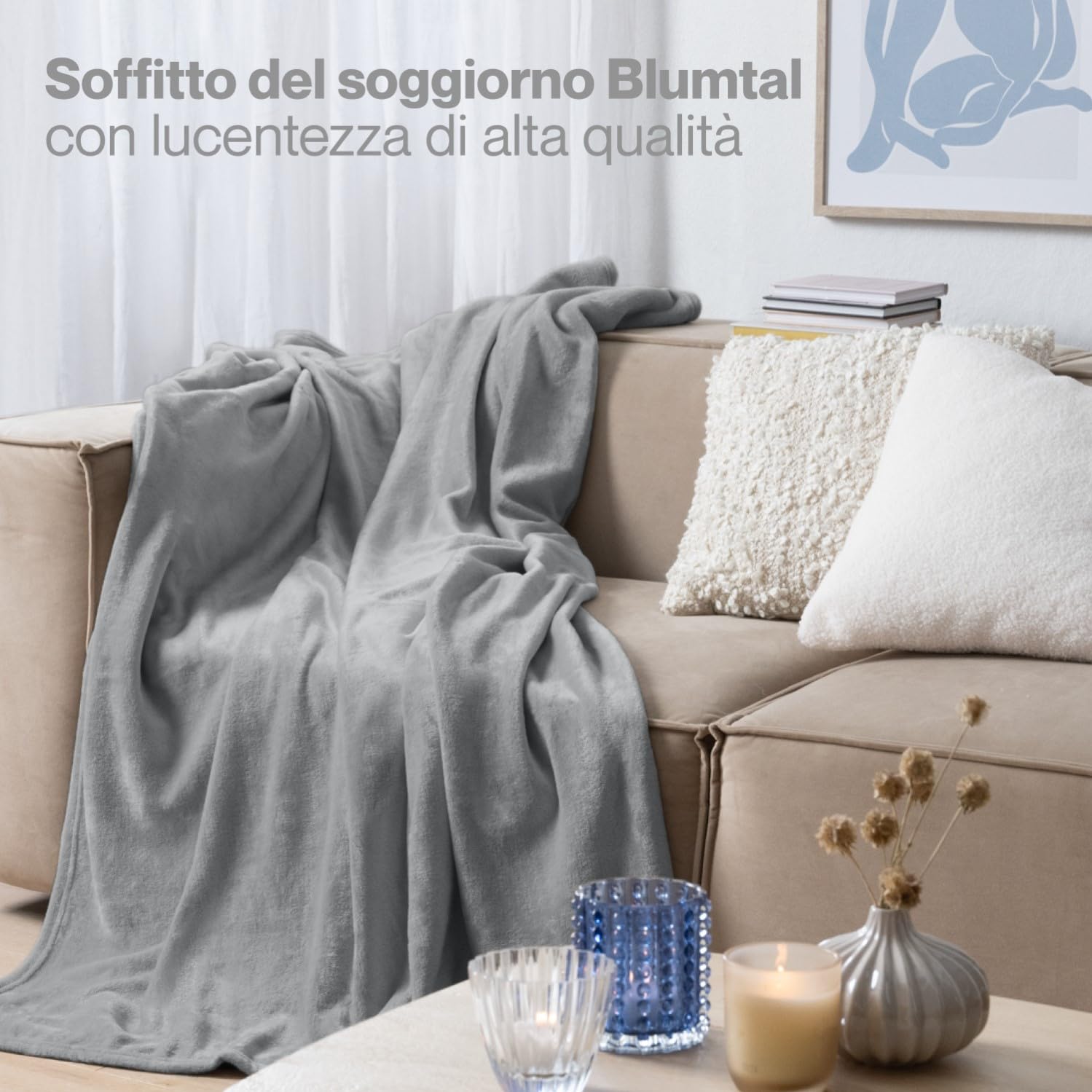 Blumtal Coperta Pile 150x200 Grigio Plaid Divano Morbido Caldo Microfibra OekoTe - Foto 18 di 36