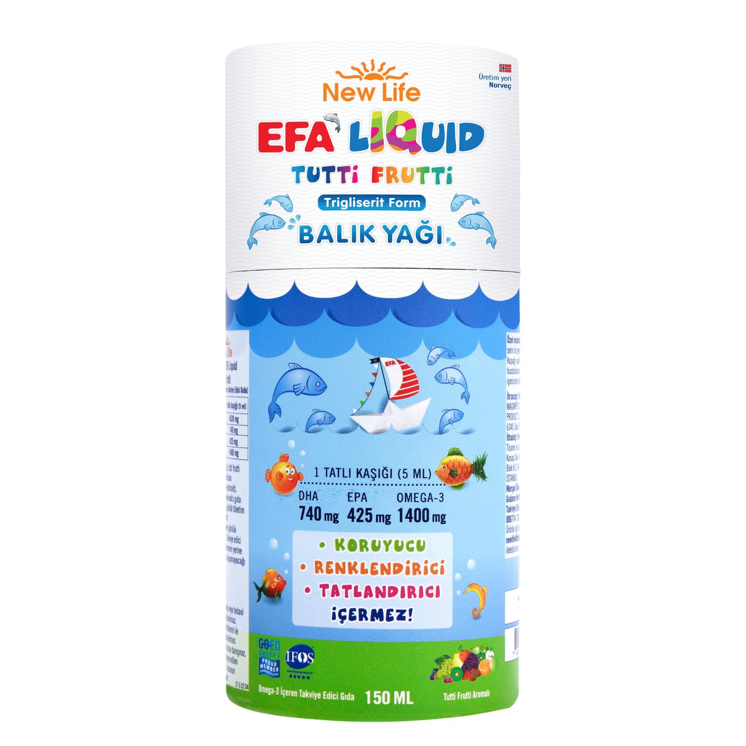 NewLife EFA Liquid Tutti Frutti Balık Yağı Şurubu 150ml