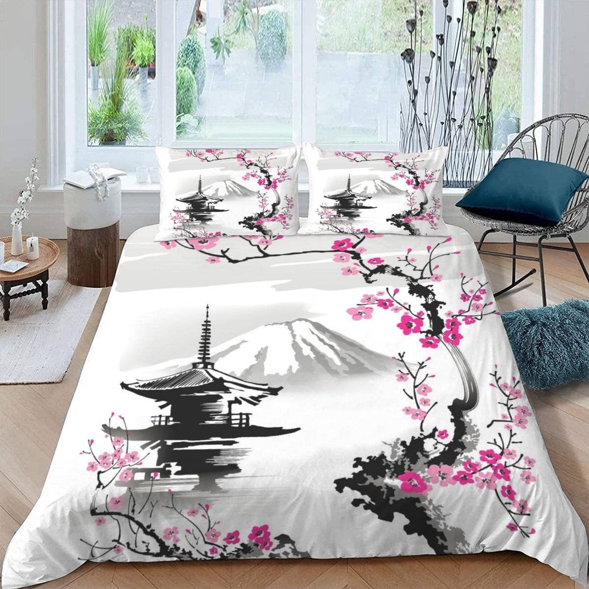 Parure de lit Japon Sakura en microfibre premium ultra douce