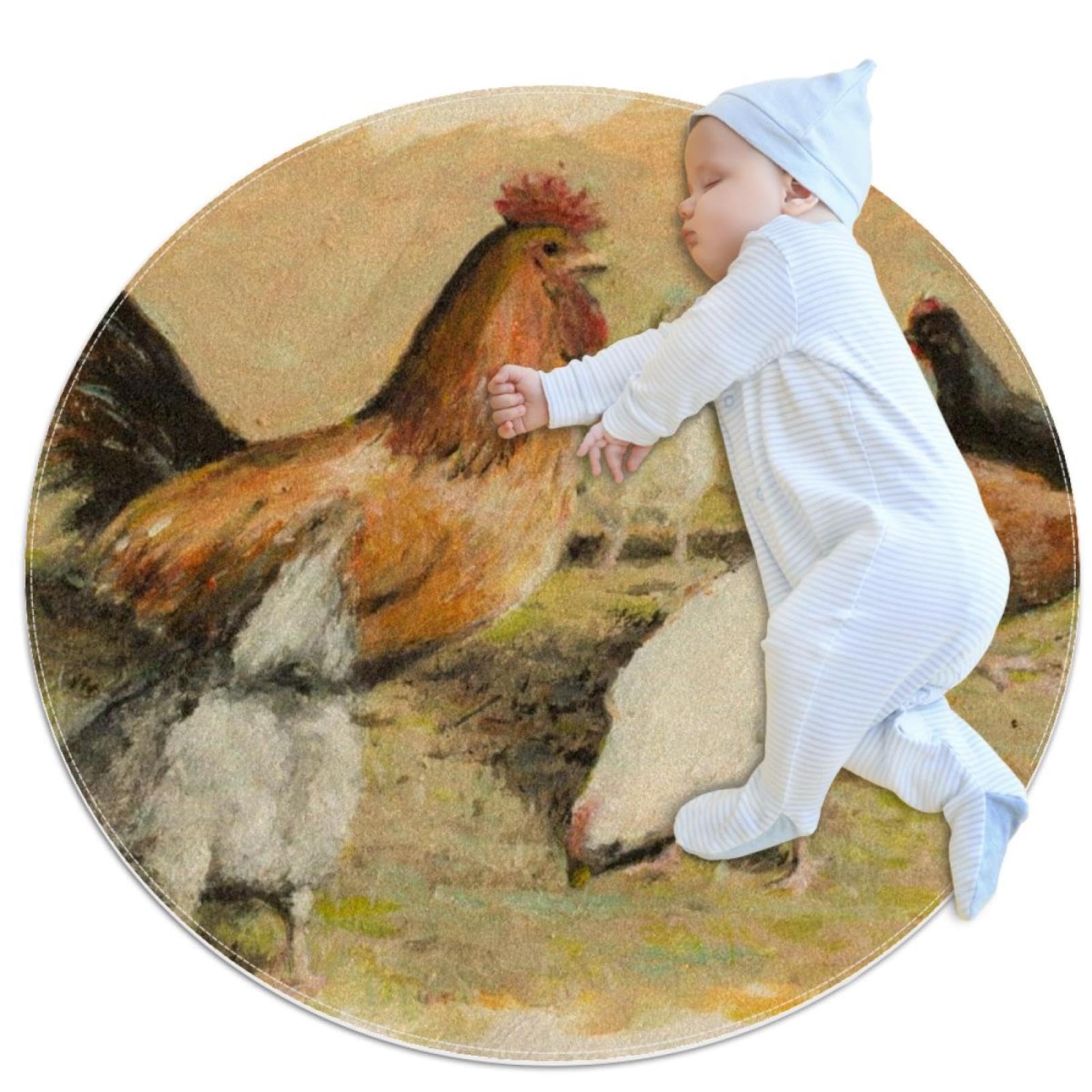 Tapis de salle de bain antidérapant motif poule pour chambre et salon