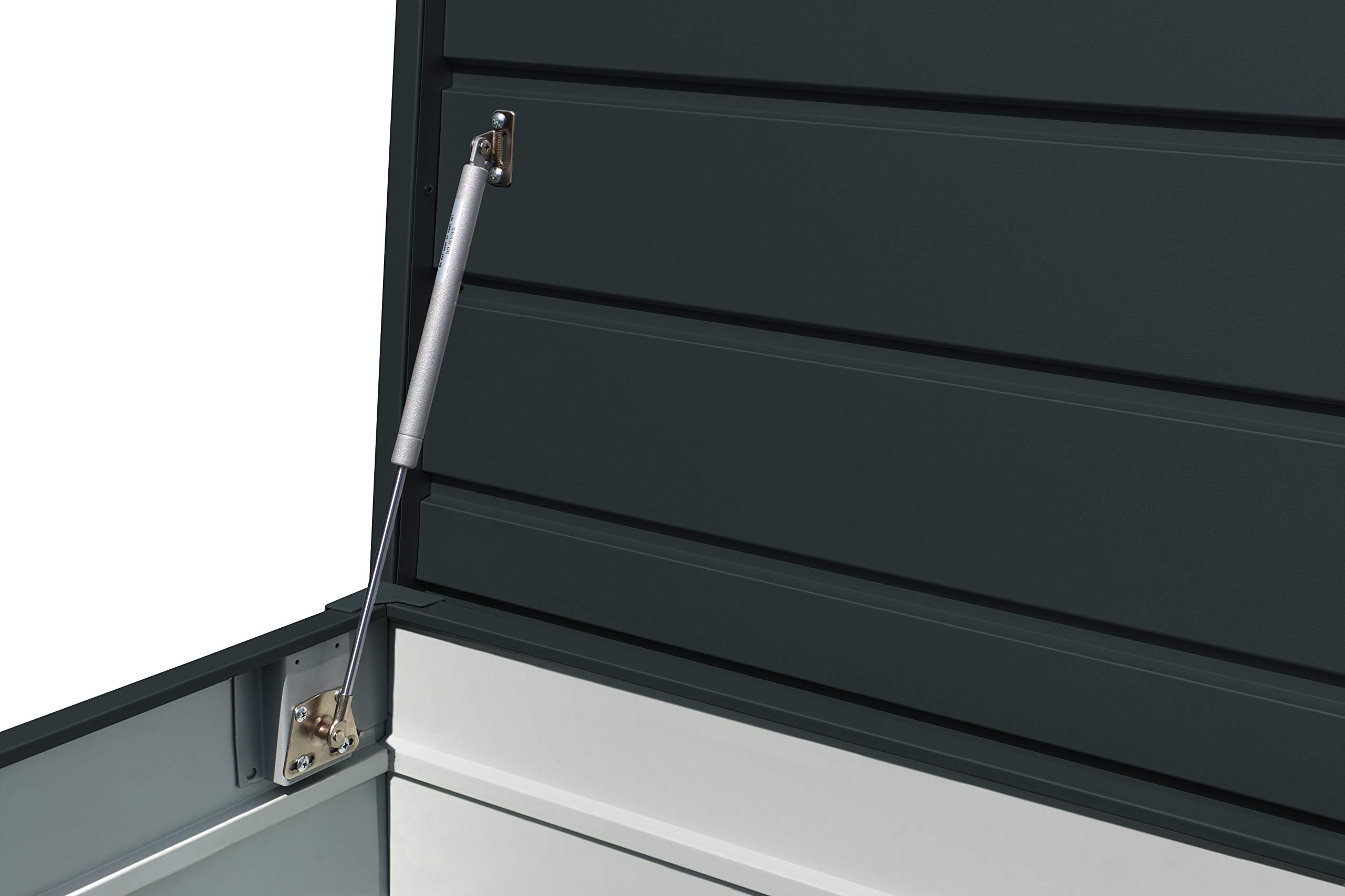 Duramax Caja de cojín de Metal Paladio y Banco pequeño (710 L) con Cilindro hidráulico de Gas y Mango con Cerradura – Caja Antracita
