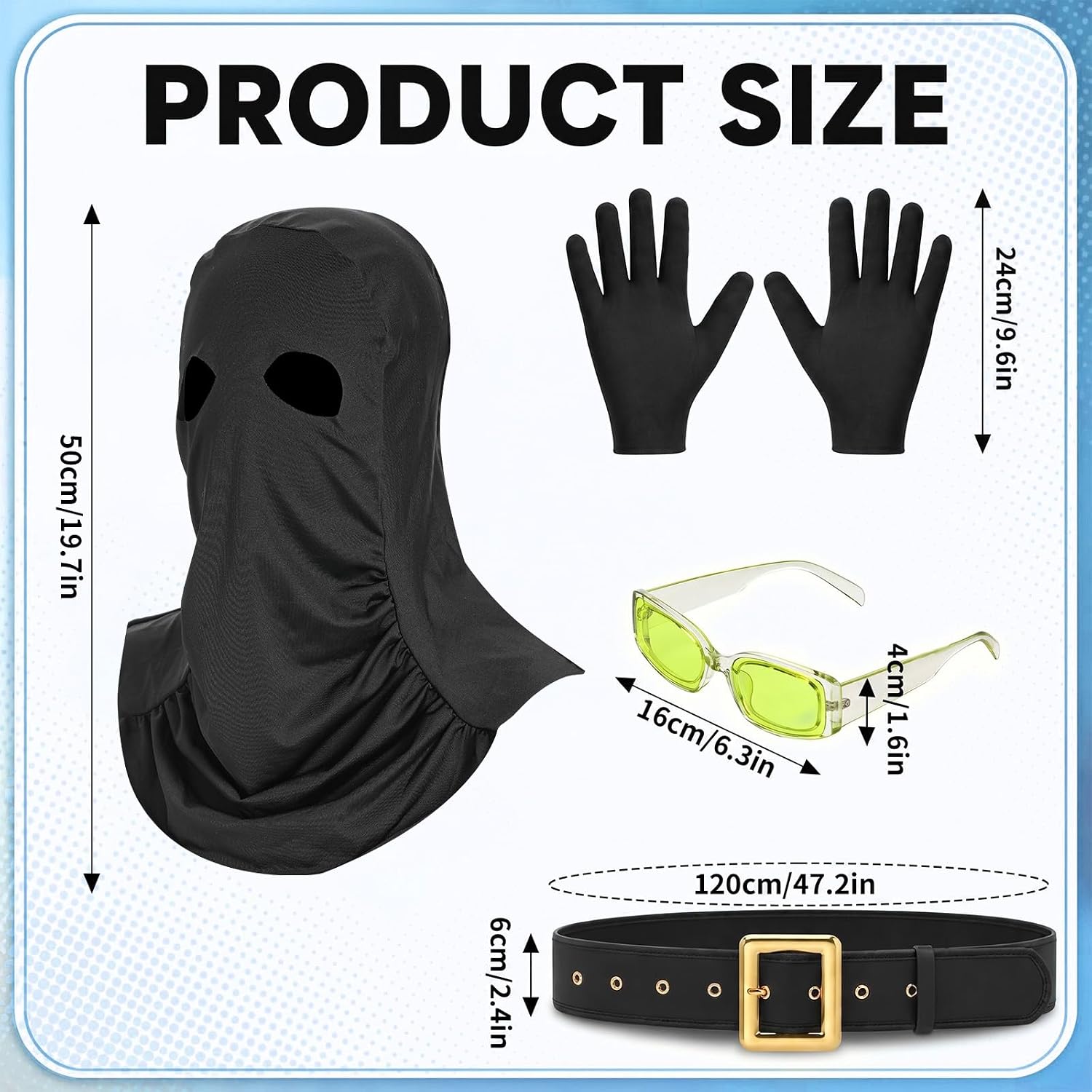 Hercicy 4 Pcs Executioner Costume Men Halloween Ogre Hood Glasse Belt Glove