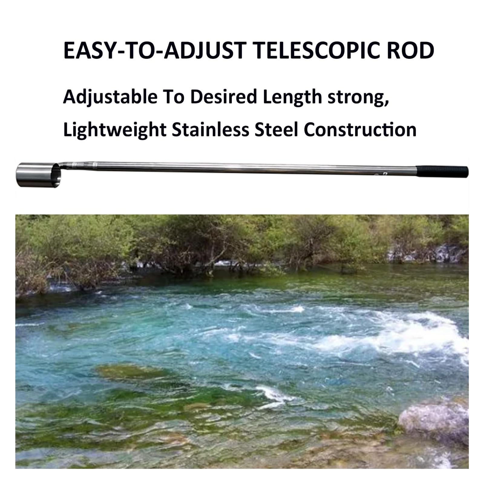 Teleskopischer Wasserprobenehmer aus EdelstahlWasserprobenahme-Löffelsystem | Mit Haken und Doppelgriff, Pendelbecher-Design, klare Skala, einfach zu tragen und aufzubewahren