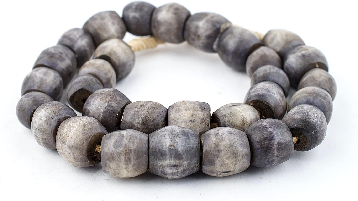 The Bead Chest Dark Grey Kenya Bone Beads Sphere 22mm African Round Large Hole 30 Inch Strand Handmade