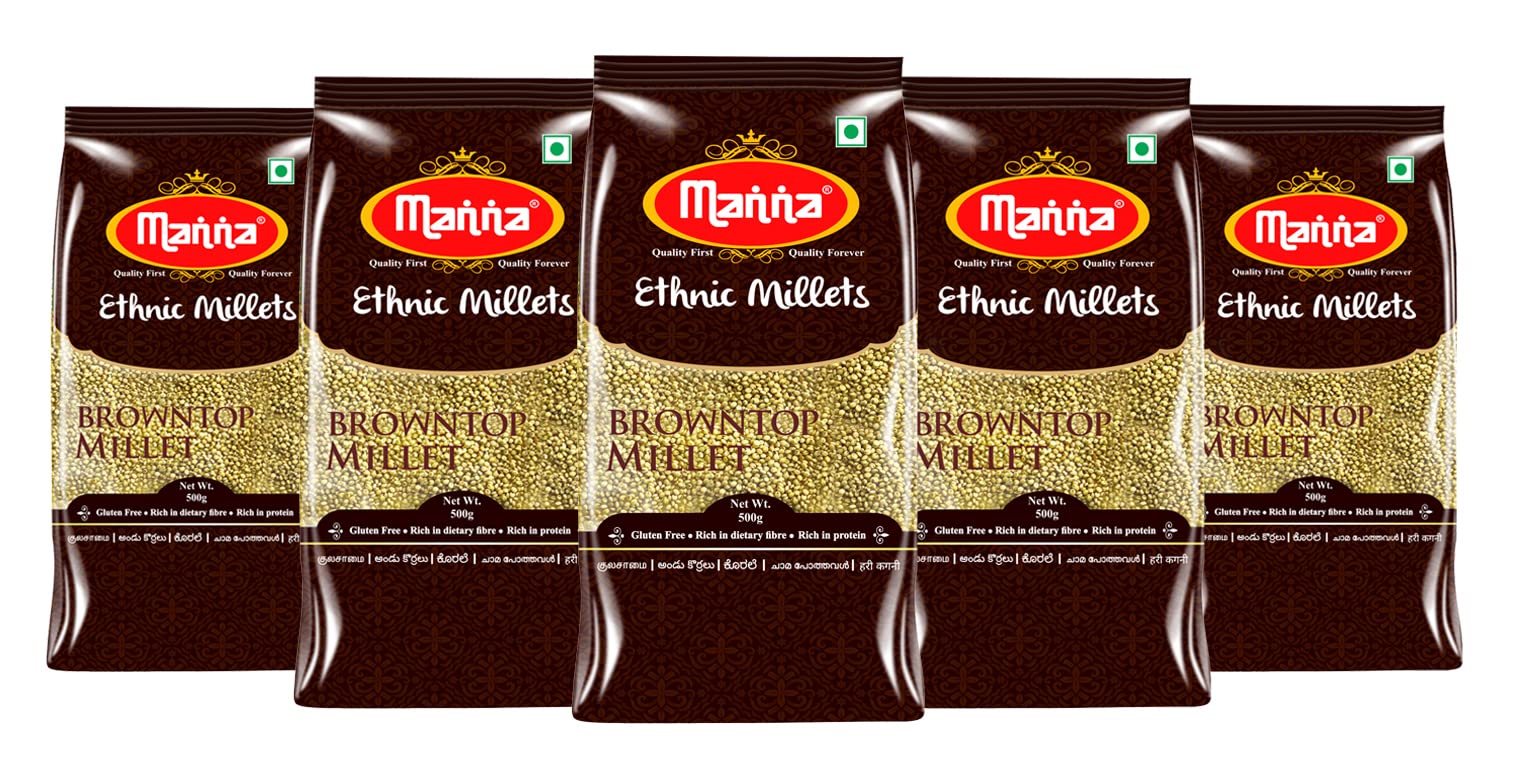 Manna Browntop Millets 2.5kg (Chotti Kangni / Andu Korralu / Korale) | Natural Grains | Low GI Native Rice | High Protein & More Fibre than Rice (Browntop Millet)