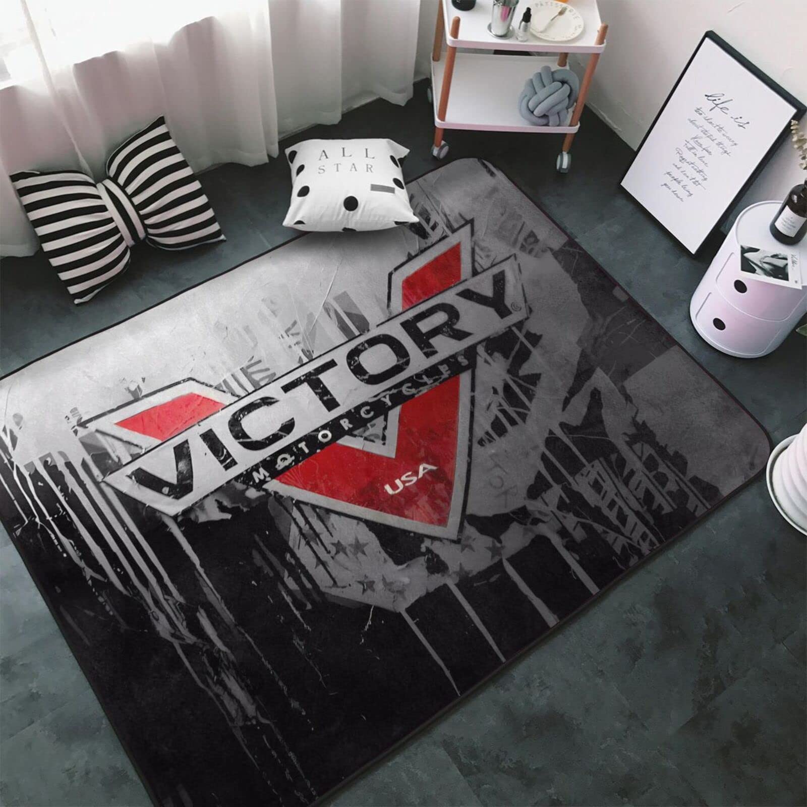 Area Rugs Victory Company Motorcycles 60 x 39 Inch Large Carpet for Living Room Bedroom Dorm Home Decor Anti-Slip Floor Rug