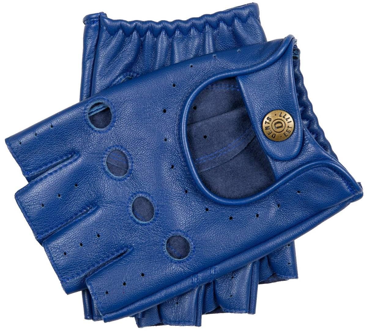 Dents Men's Royal Blue Fingerless Leather Driving Gloves - / M