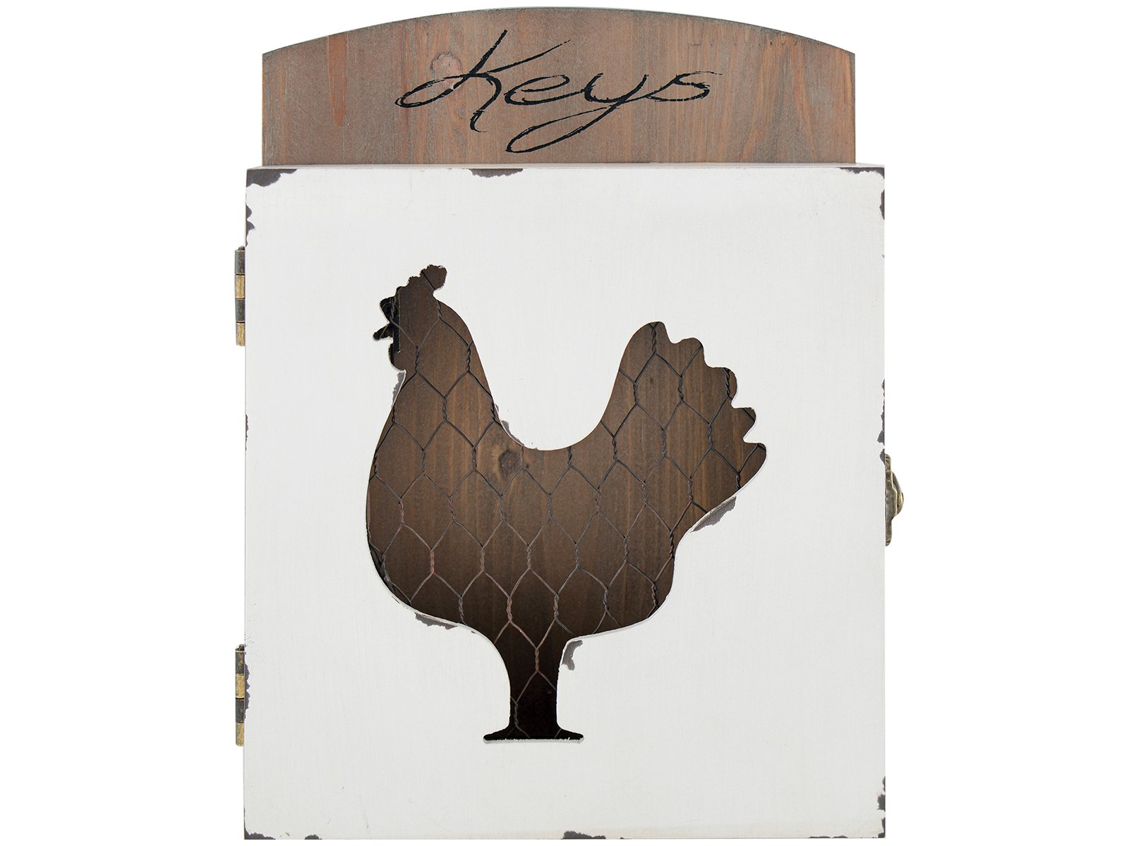 Rackhams White Farmers Market Shabby Chic Hen Wood And Chicken Wire Key Holder, Multi-Colour - Assorted - Wood - Kitchen Organisers