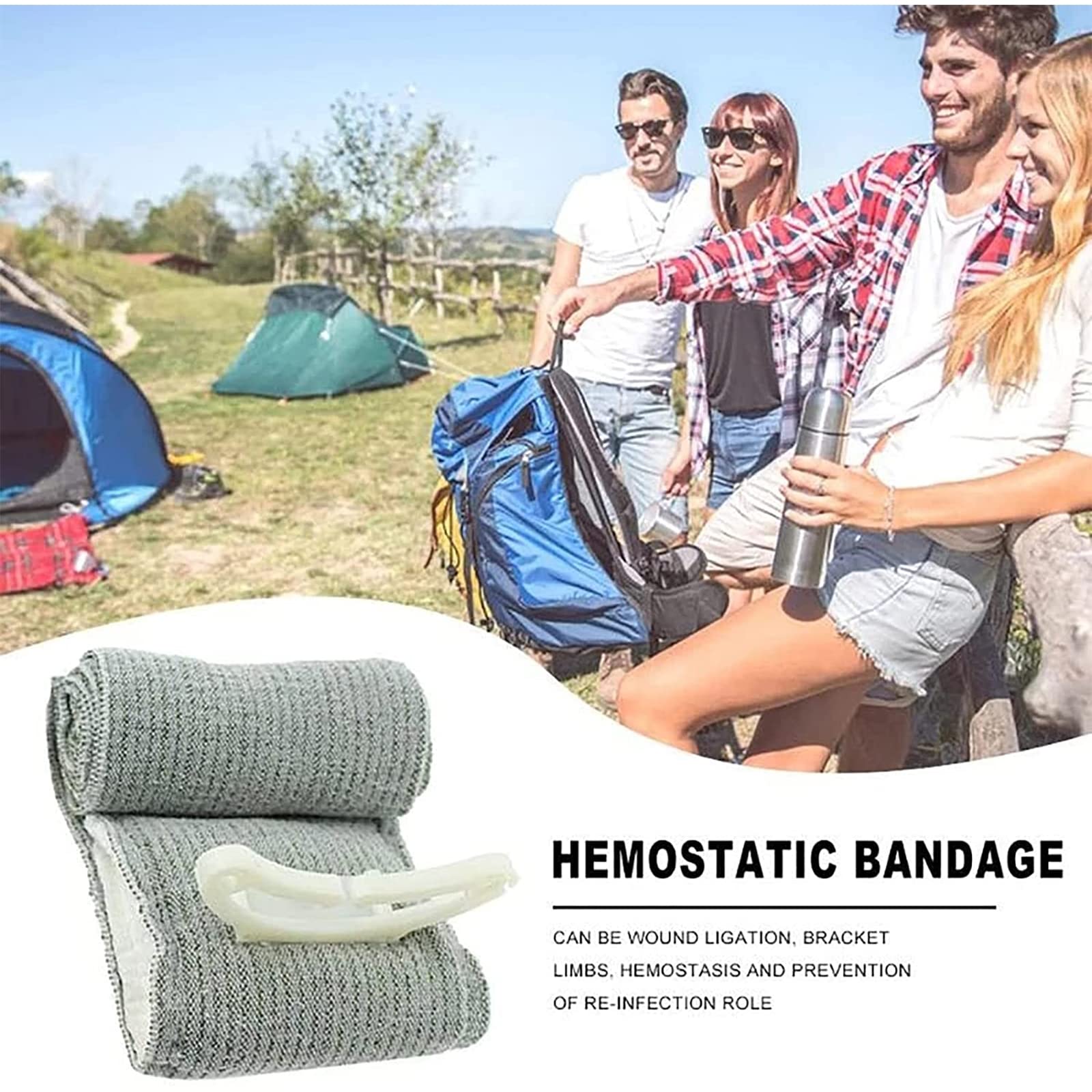 Primeros Auxilios Herida Vendaje Hemostático Israel Vendaje Israelí Primeros Auxilios Vendaje de Entrenamiento Vendaje de Primeros Auxilios Al Aire Libre Vendaje de Emergencia,9pcs,6in
