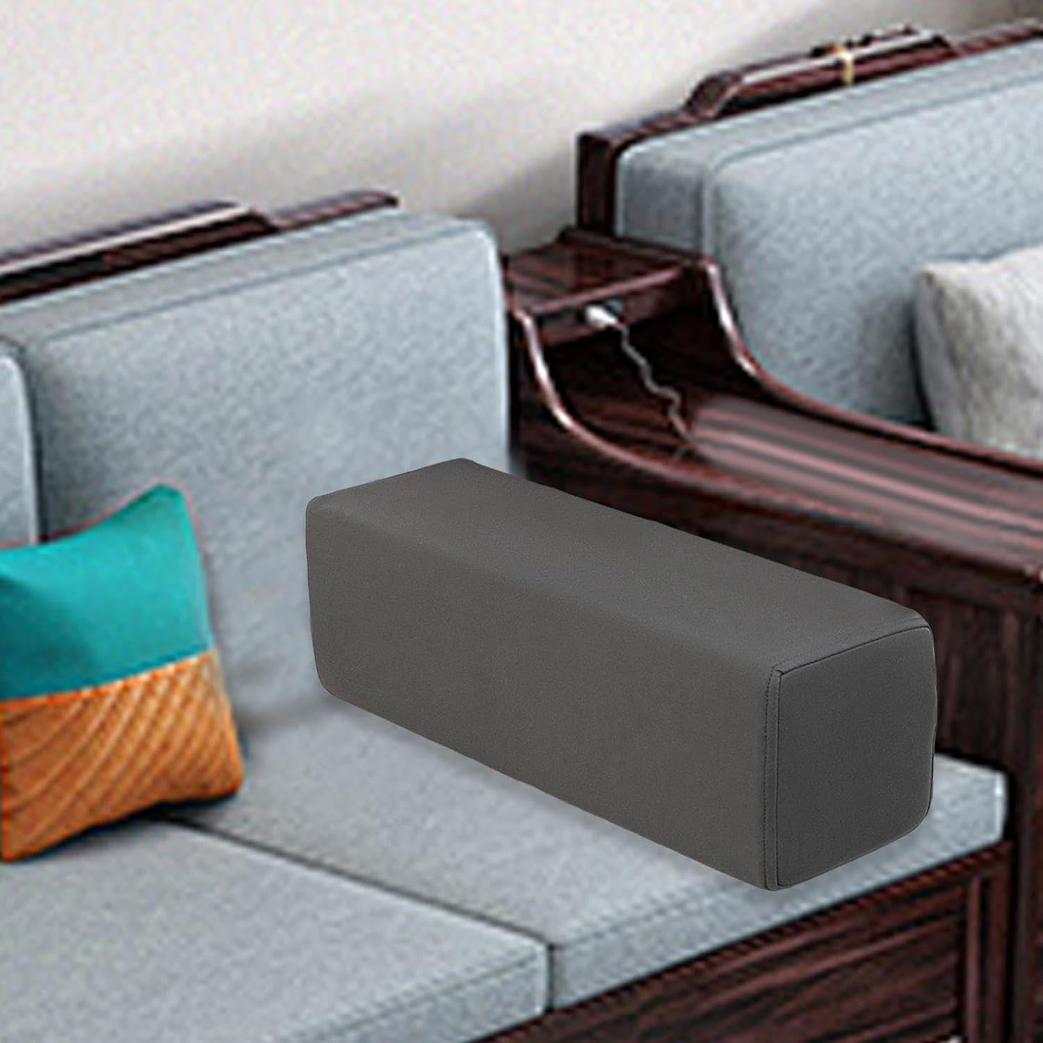 Couch Armrest Support Pillow for Elbow Comfort and Lumbar Relief, Dark Gray