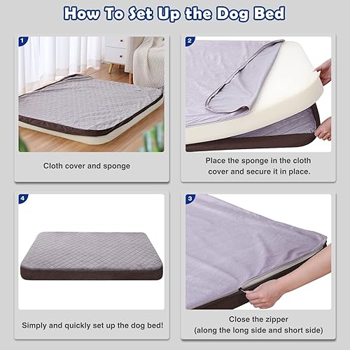 Miniatura 2 de JoicyCo Cama para perros extragrandes, colchón ortopédico de espuma para perros jumbo, cama de dormir para mascotas de 47 pulgadas, parte inferior