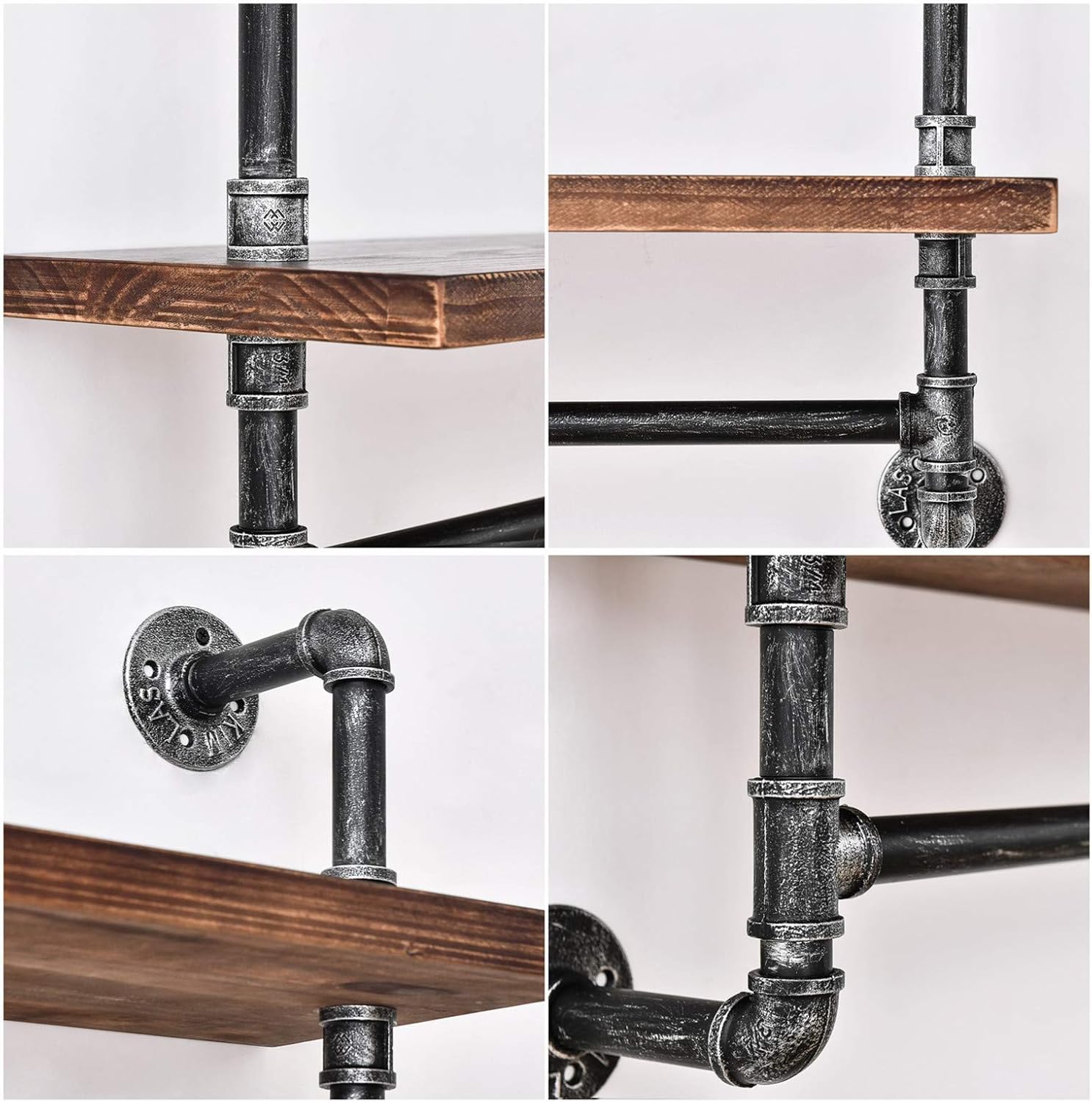 Flаѕh Dеаlѕ - 60% оƒƒ Industrial Pipe Shelf Rustic Wall Shelves with Towel Bar 24 Towel Racks for Bathroom 3-Layer Wood Hanging Shelving