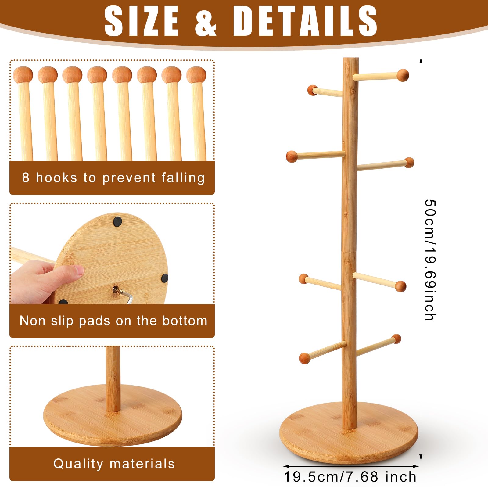 RimCereal 1 Pcs Pretzel Holder Stand Oktoberfest Bamboo Tree-Shaped Pretzel Display Rack Hanger with Arms Hanging Sausage Hook Stand for Oktoberfest Party (50 x 19.5 x 19.5cm)