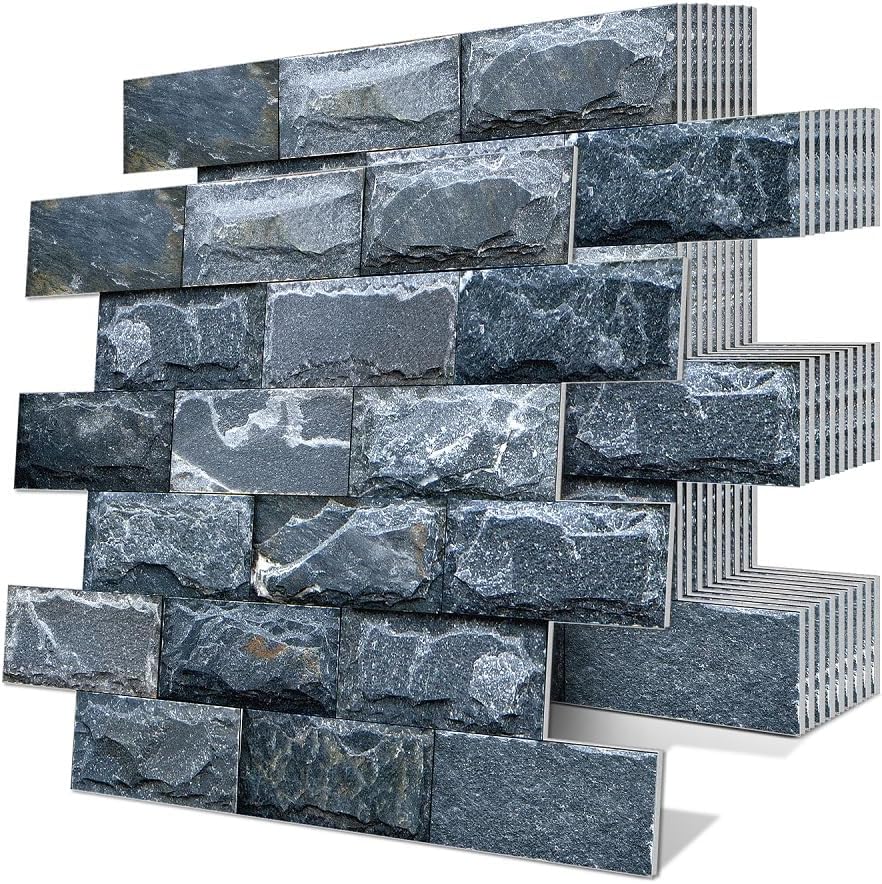 10-Sheet American Style Thicker PE Tile Stickers Peel and Stick Backsplash Wall Tile Decal 13.5" x 11.5" Hanging Decorative Tiles Self-Adhesive Waterproof Removable Ceramic Tiles