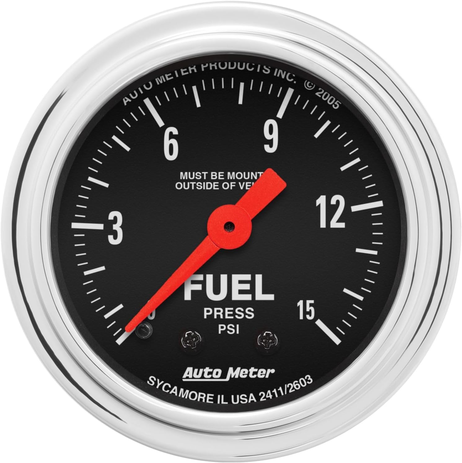 Auto Meter 2411 Traditional Chrome Mechanical Fuel Pressure Gauge