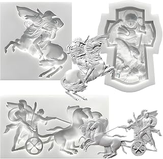 Classical Greek Chariot and Cross Silicone Molds, 3-Piece Set, Ancient Warrior Decorative Relief Design for Chocolate Clay