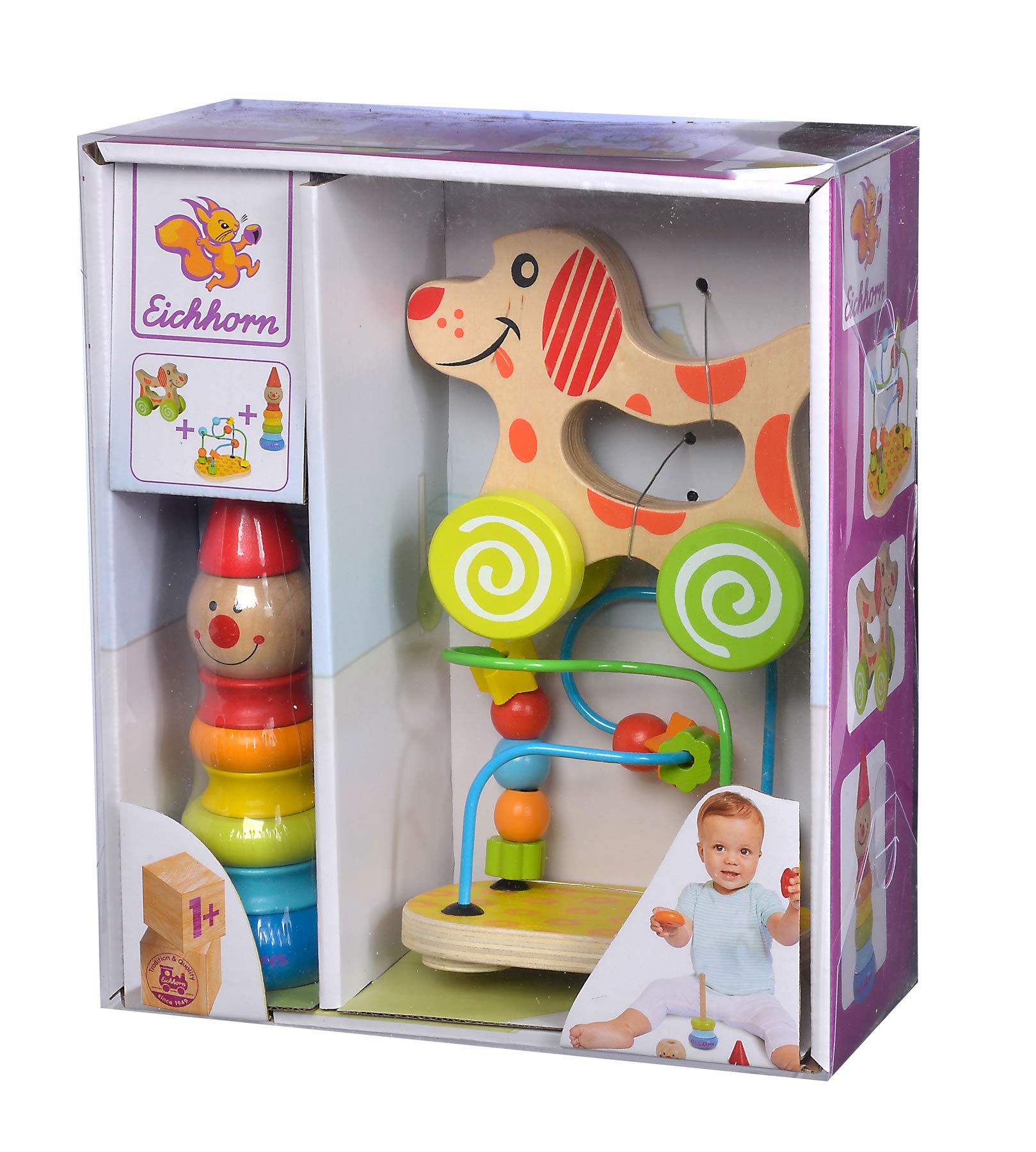 Eichhorn 100003750 - Conjunto de 3 Juguetes Madera Educativos, para Niños a partir 1 Año