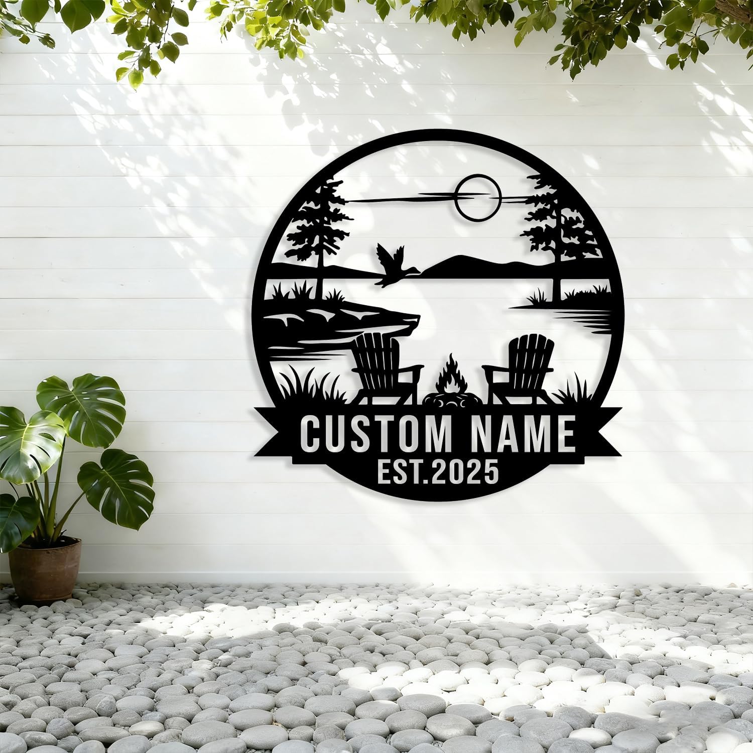 Personalized Lake House Metal Sign, Forest Lake Decor, Custom Lake House Name Sign, Outdoor Camping Plaque, Front Porch Decor,Cabin Sign (Style-2)