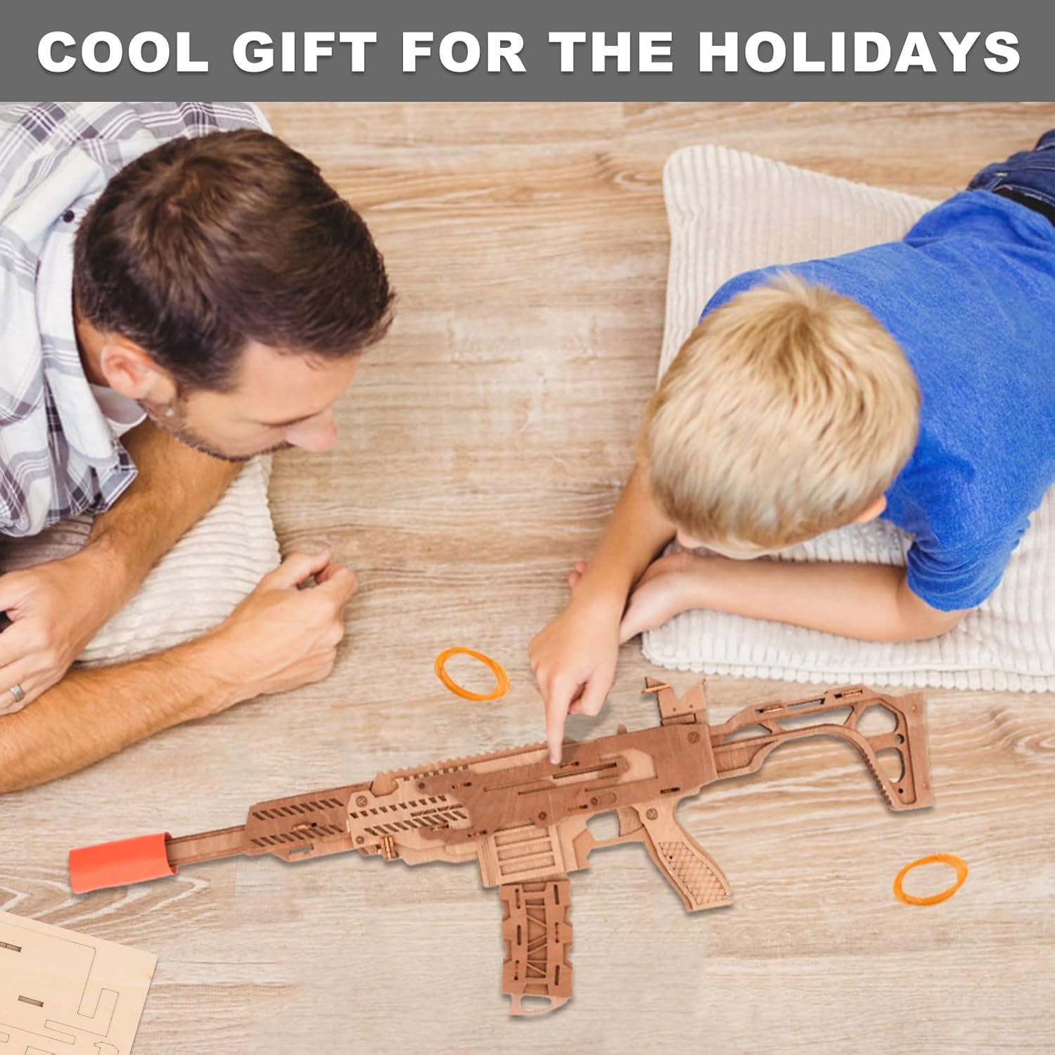 3D Puzzles for Adults, Wooden 3D Puzzle Model Rubber Bands Gun Toys Building Kits, DIY Wood Crafts Cool Toy Hobbies for Men Women, Creative Assembly Gifts (M416)