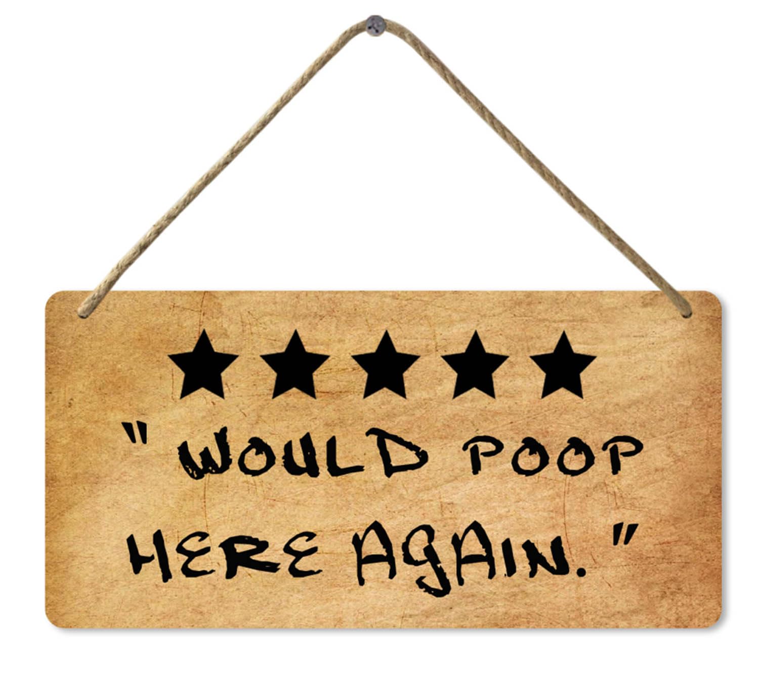 Wooden Sign Funny Washroom Sign, Would Poop Here Again Sign, 8x12 Inch, Toilet Sign Cute Restroom Bathroom Sign