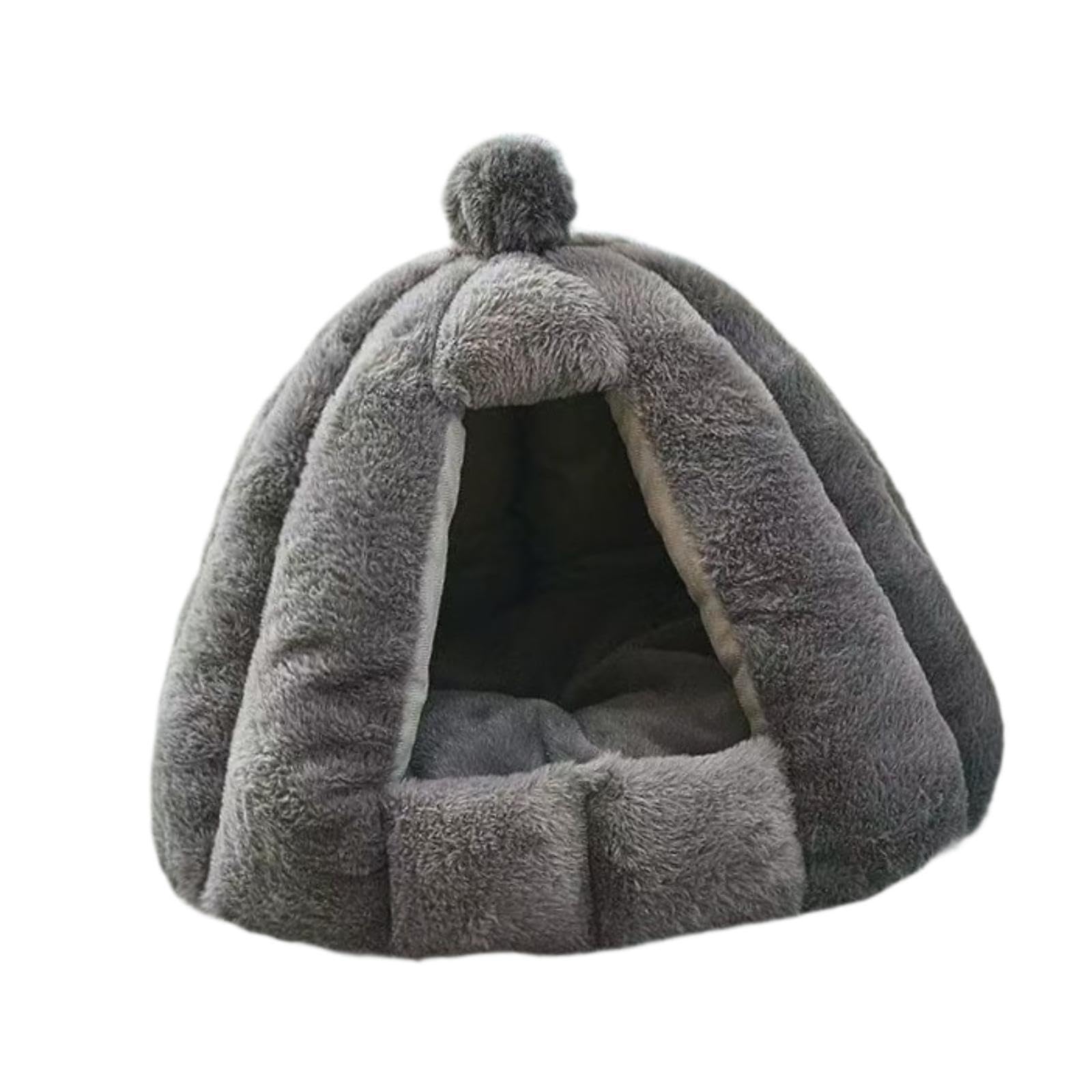 Tenda per Gatti, Cuccia Calda per Cani, Cuccia Accogliente per, Nido Semi-Chiuso per Gattini, Grigio, M