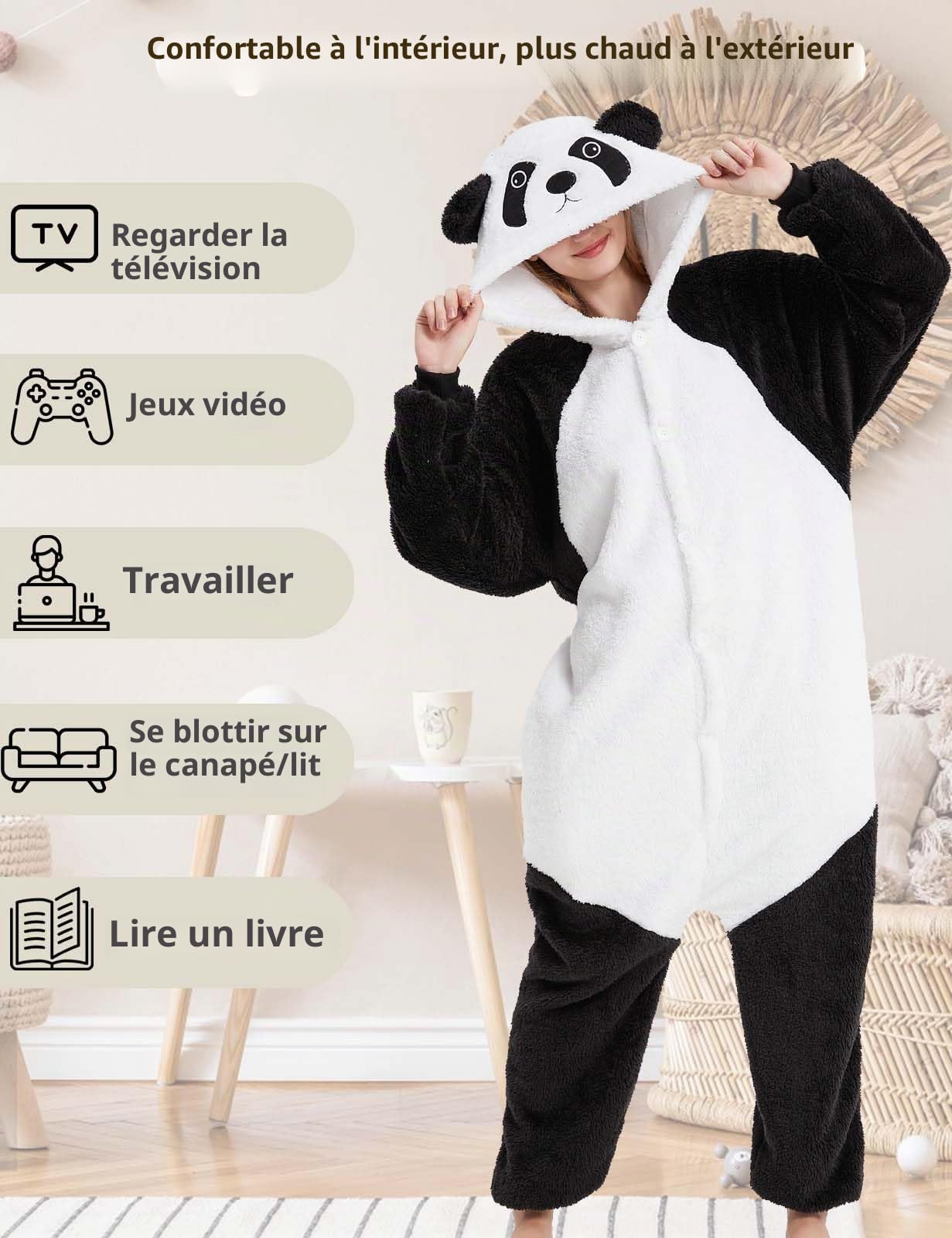 chuangminghangqi Combinaison Unisexe Adulte Pyjama Animal Cosplay Deguisement Kigurumi Pajamas Carnaval Costume Vêtements De Nuit