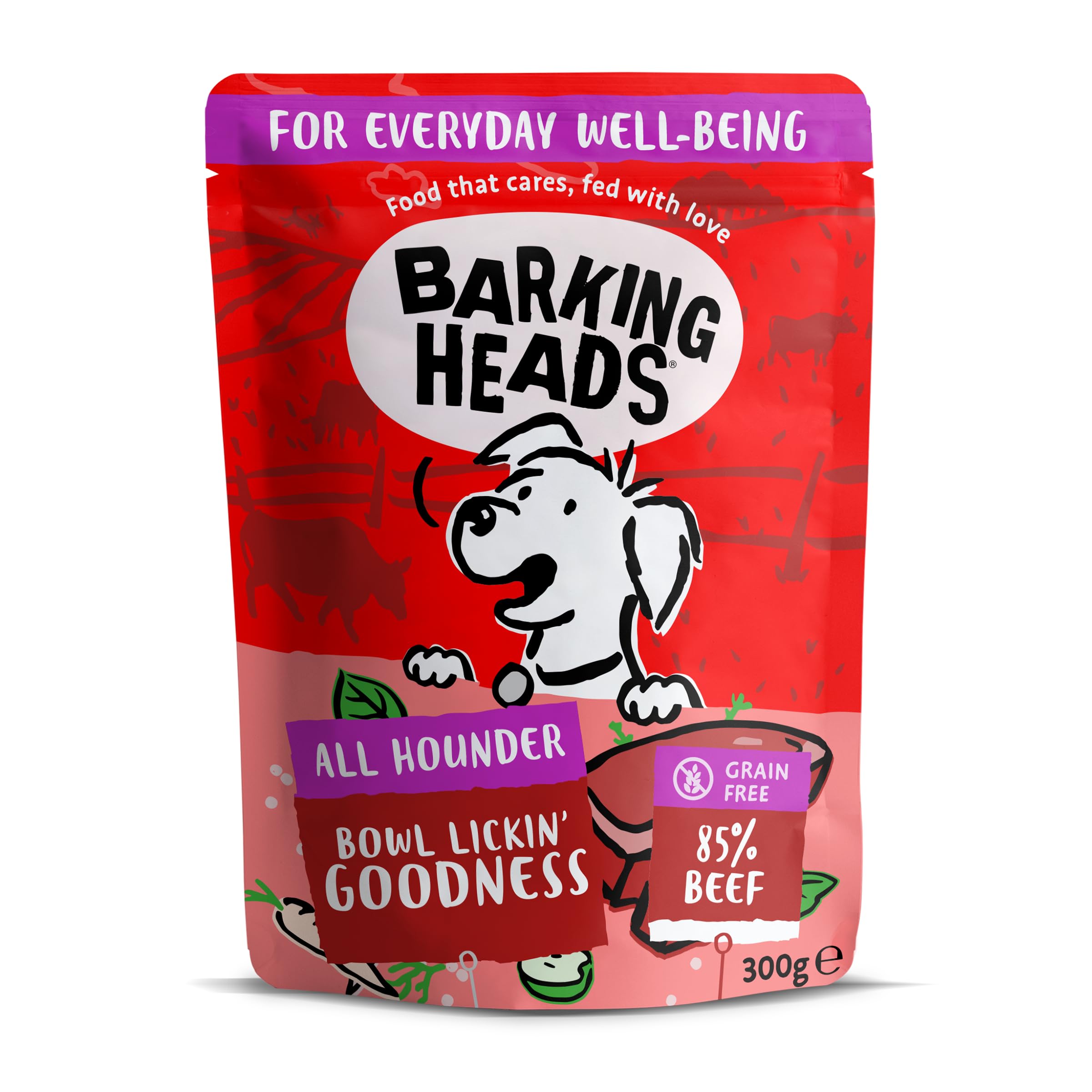Barking Heads Complete Wet Adult Dog Food 300g (Pack of 10) - Beef Waggington - No Artificial Flavours - Grain Free Recipe โ image 1