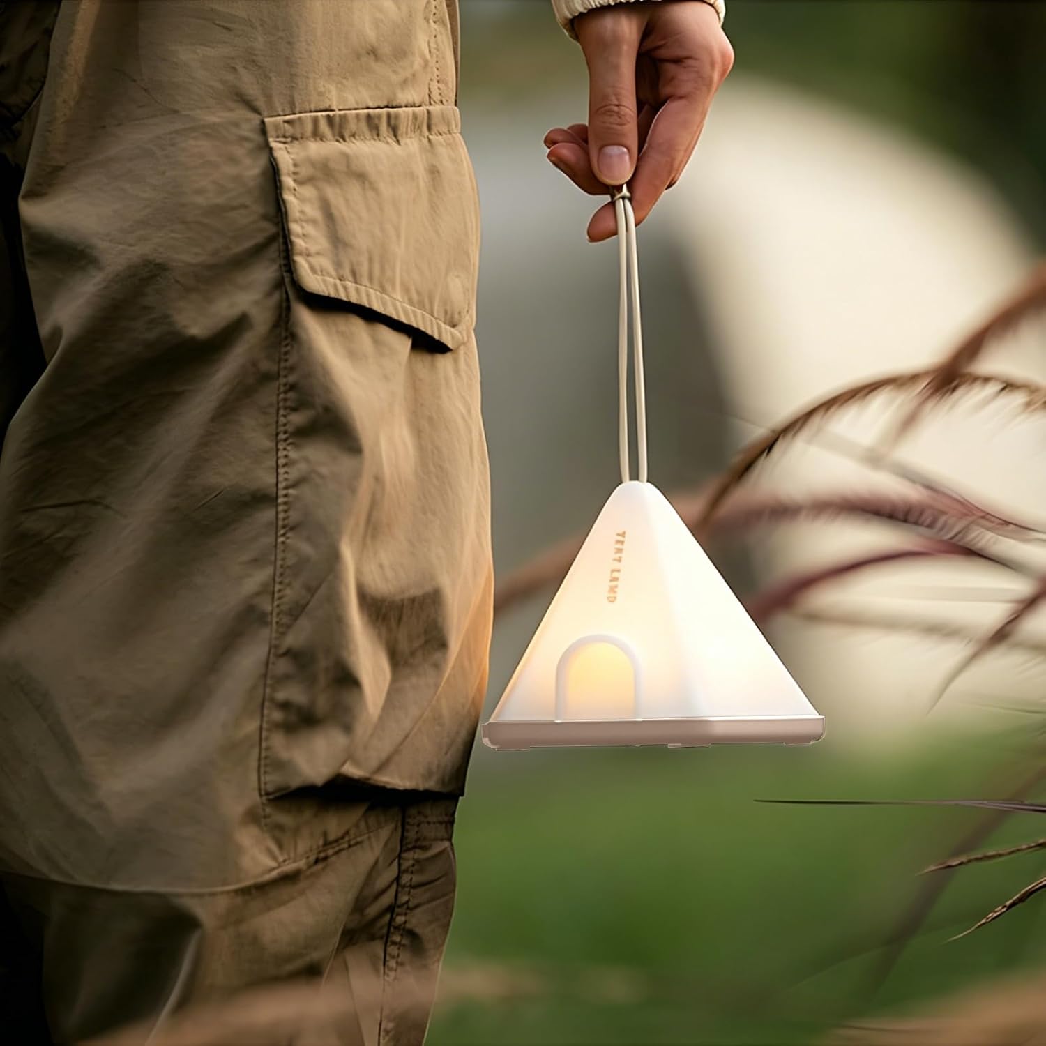 Portable LED Camping Lantern with Timer, Rechargeable Tent Light - Small Camping Lantern with Handle & Hanging Cord, Perfect for Outdoor Camping Bedside Lamp (White)