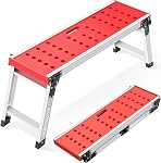 KINGRACK Tabouret à pas en aluminium avec pieds en caoutchouc antidérapant Stepladder léger avec serrures de sécurité Tablette de travail portable pour le bureau intérieur Garage Charger jusqu'à 330lb