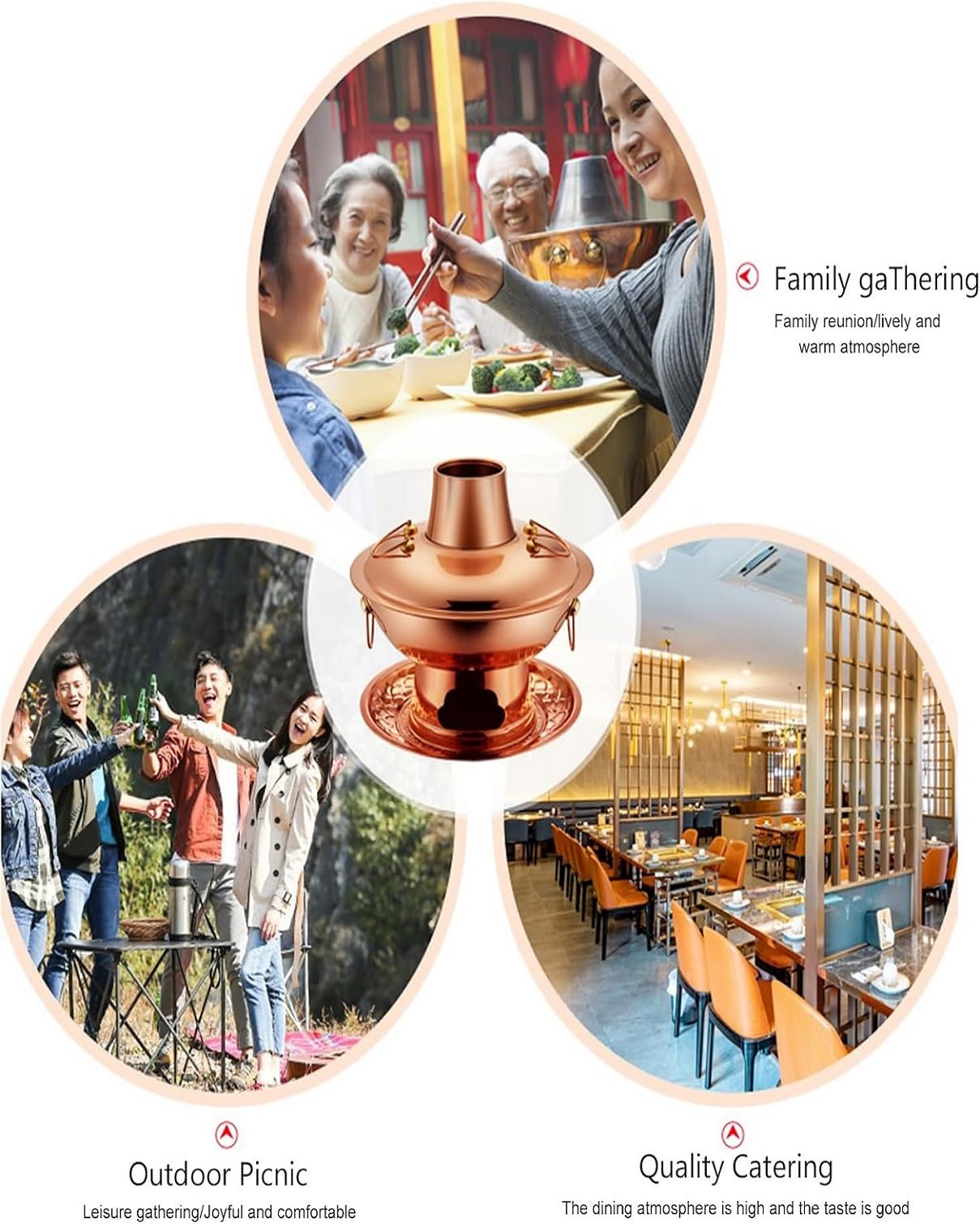 Old Beijing Copper Hot Pot, Beijing Charcoal Copper Hot Pot - 31,5 cm grande stile mongolo adatto alle famiglie, ideale per riunioni di 4-6 persone e cene all'aperto