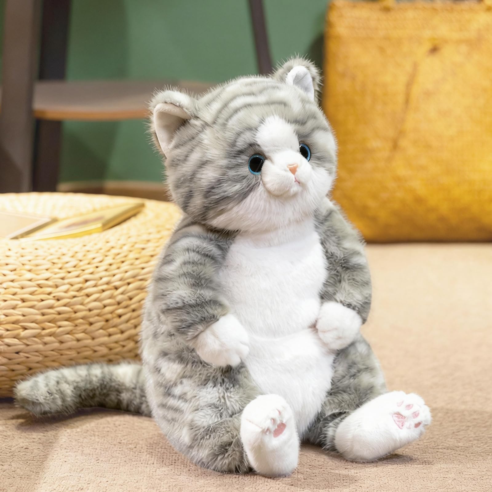 Photo 1 of PEACH CAT Cat Stuffed Animal, 14", Grey