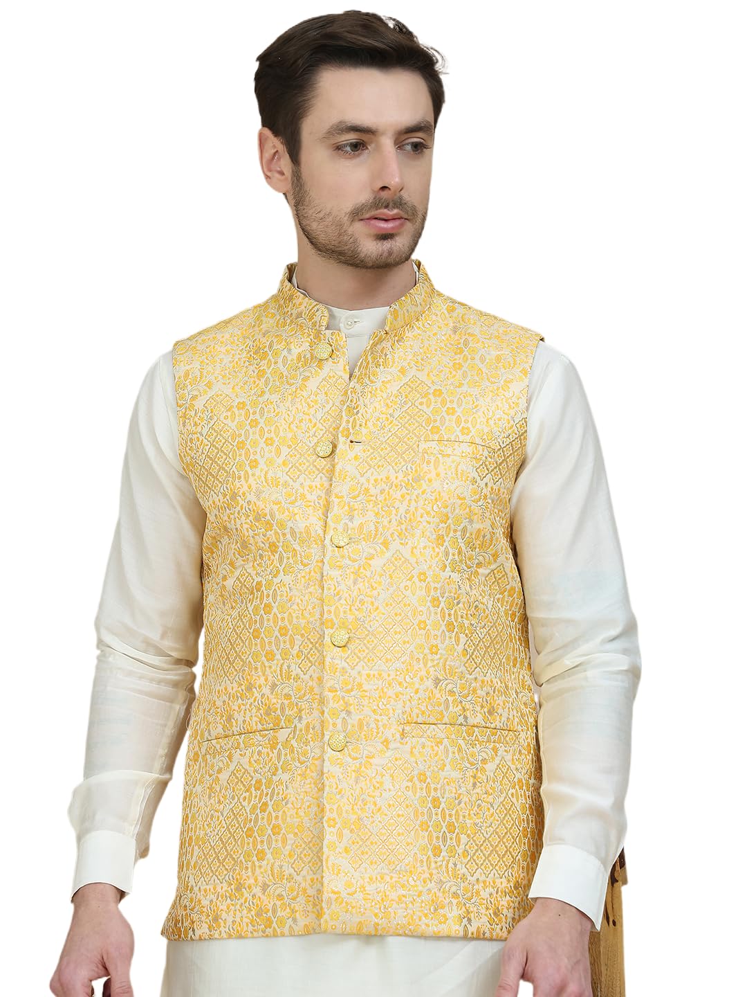 jompers Woven Design Nehru Jacket for Men-picture-36