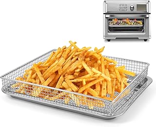 TOA-060 Air Fryer Basket for Oven, Stainless Steel Oven Air Fryer Basket and Tray Compatible with Cuisinart Air fryer TOA-060 and TOA-065, Non-stick Mesh Basket for Convection Toaster Oven