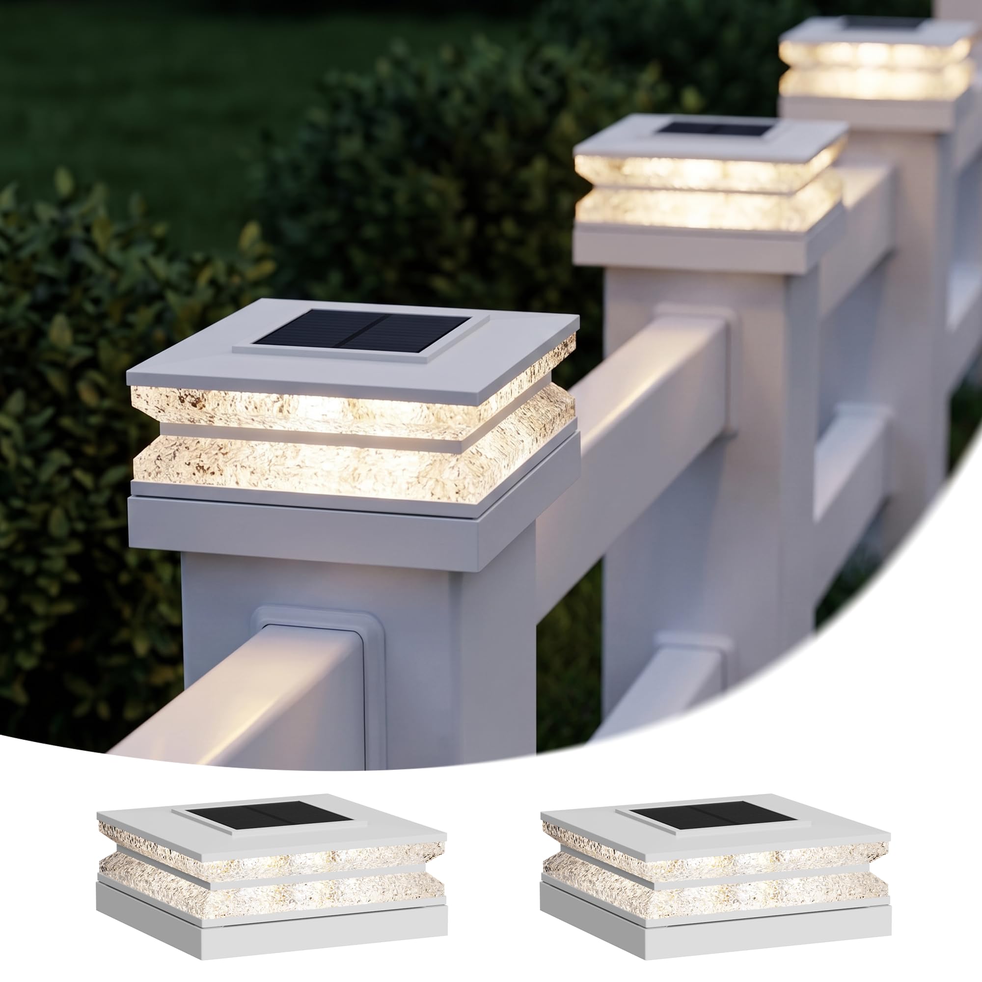 Luci Solari da Giardino, Lampioni da Giardino Esterno per Pilastro 9x9-13x13CM 3 Colori e 2 Luminosit, Impermeabile IP44, con Sensore Crepuscolare per Patio Recinzione
