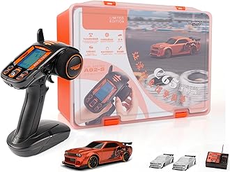Turbo Racing Limited Edition 1:76 Drift Car Mini RC Desktop with Gyro Mini Full Proportional RTR and LCD Remote Control A82-S and Receiver (C65-RED)