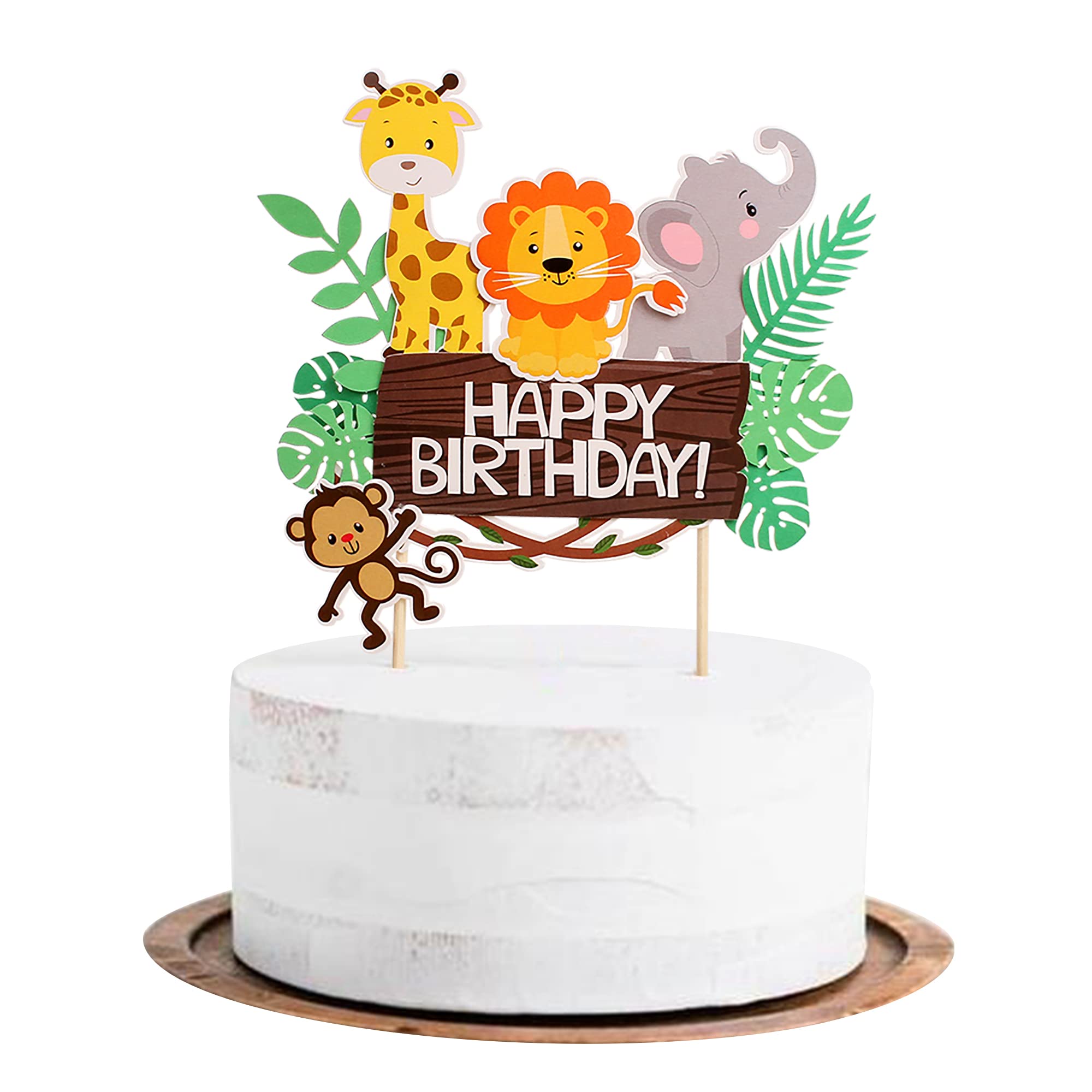 Confezione 29 Decorazioni Baby Shower Giungla – Ghirlande, Vortici E Topper Per Torte A Tema Animali Dello Zoo – Per Rivelazione Genere