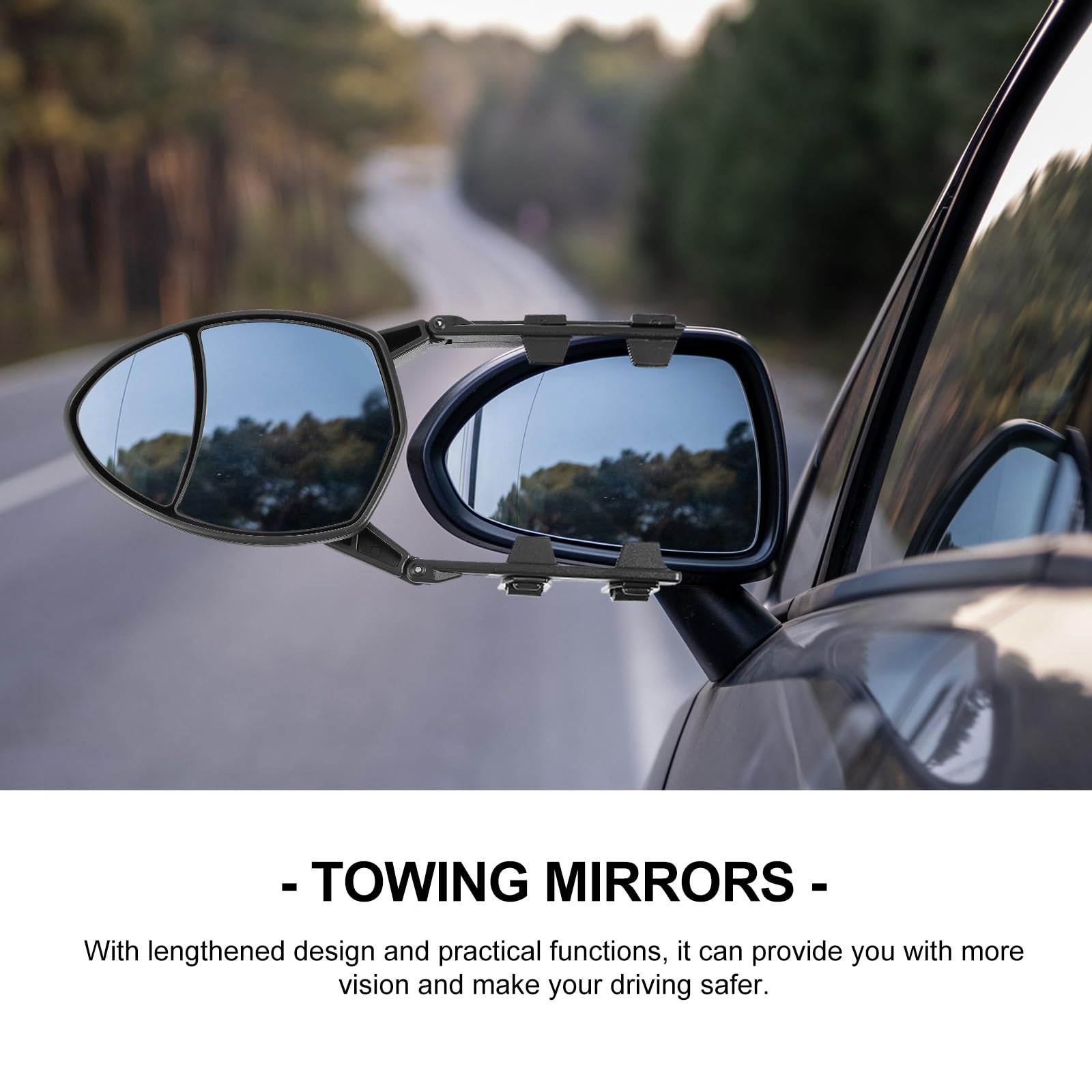 Espejo Abs Alargada, Material y Vidrio Instalación Fácil Retrovisor Estructura Vista Amplia para Remolque Caravana para Vehículos y Trailers
