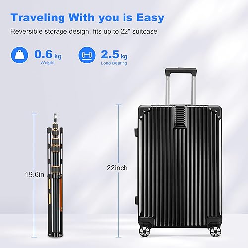 Miniatura 10 de Soporte de luz de viaje portátil de 86.6 pulgadas7.2 ft de aleación de aluminio resistente, peso ligero, trípode con bolsa de transporte para