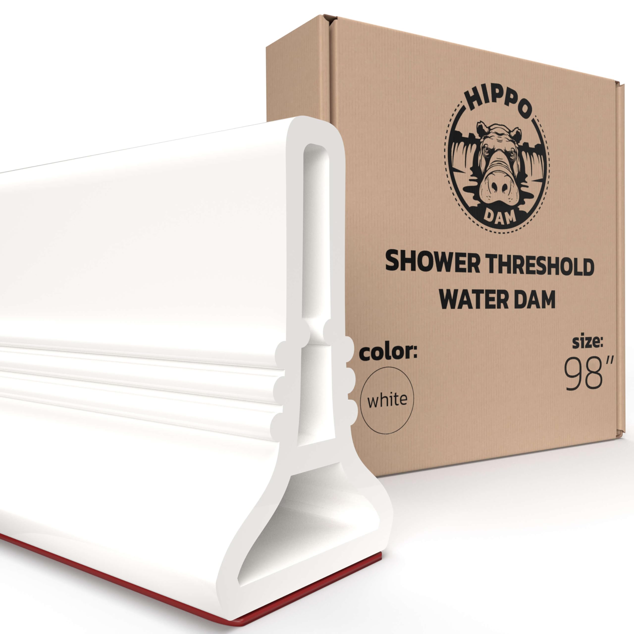 Premium 2" High - 98 Inch Collapsible Shower Threshold Water Dam - Water Barrier for Shower Splash Guard Shower - Water Guard Stopper for Floor - Shower Water Blocker - Shower Dam Barrier - White