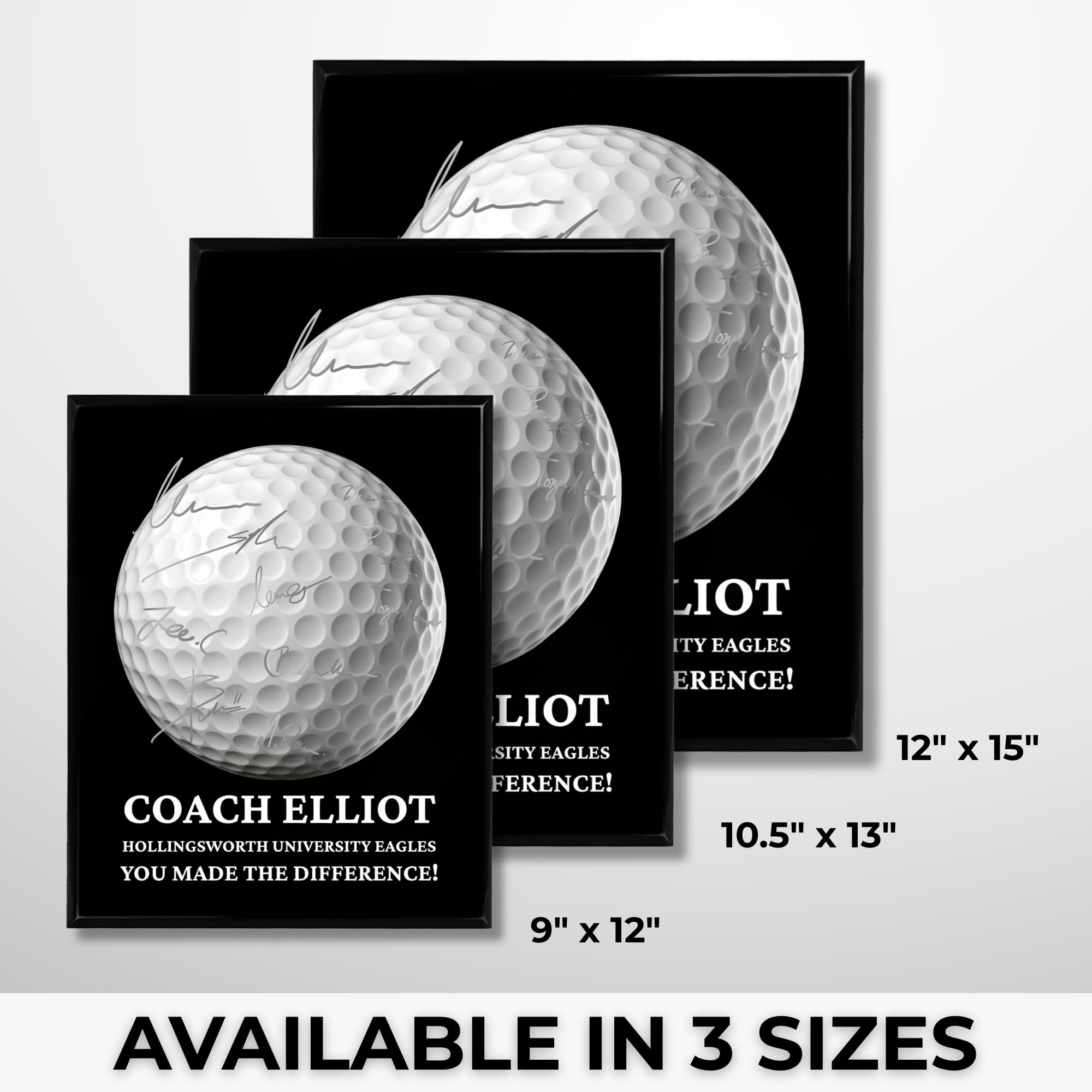 Custom Golf Coach Gift - Add Team Signatures - Signable Personalized Coach Plaque - Thank You Coach Gifts Trophy Plaque for Appreciation - Coaches Gifts Men/Women - UV Printed on 9