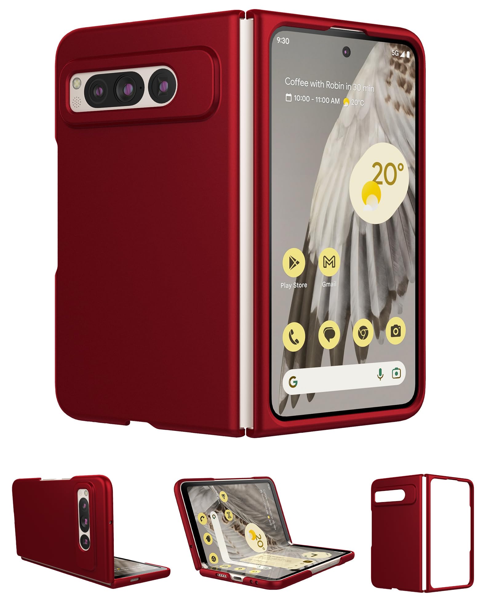 Foluu Custodia In Pelle PU Per Google Pixel Fold 2023 – Ultra Sottile Con Ricarica Wireless – Giallo