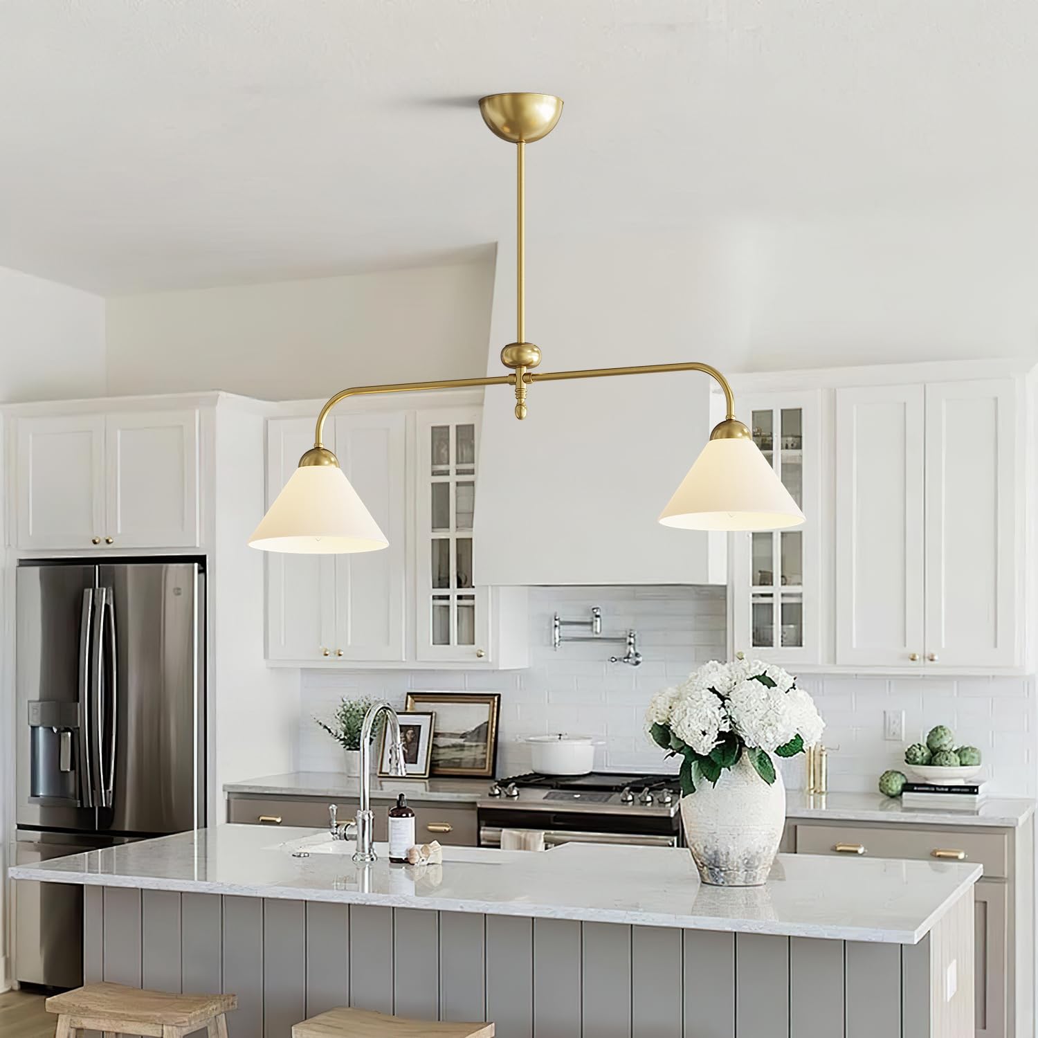 Photo 1 of UienVee Gold 2-Light Linear Chandelier