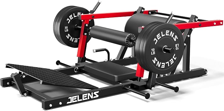 JELENS J-HT10 Hip Thrust Machine, 800LB Glute Bridge Machine with Weight Holder, Heavy Duty Plate-Loaded Butt Workout Equipment, Glute Trainer for Home Gym