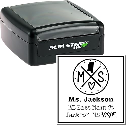 Miniatura 388 de Texas State Love - Sello de dirección cuadrado, uso con almohadilla de sellos, sello de correo de Texas, tamaño 1-5/8 pulgadas Manija