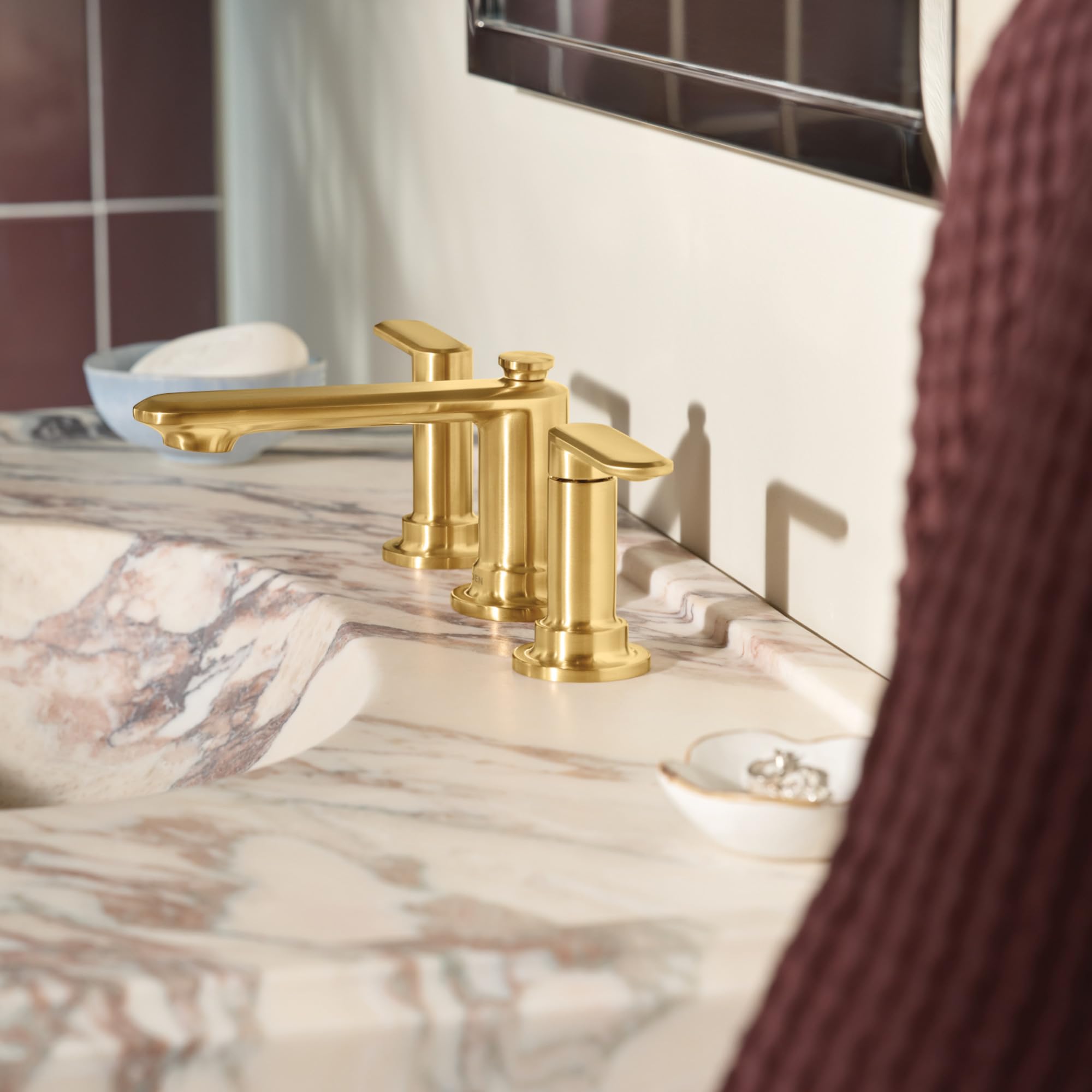 Moen Greenfield Brushed Gold Two-Handle Widespread Bathroom Sink