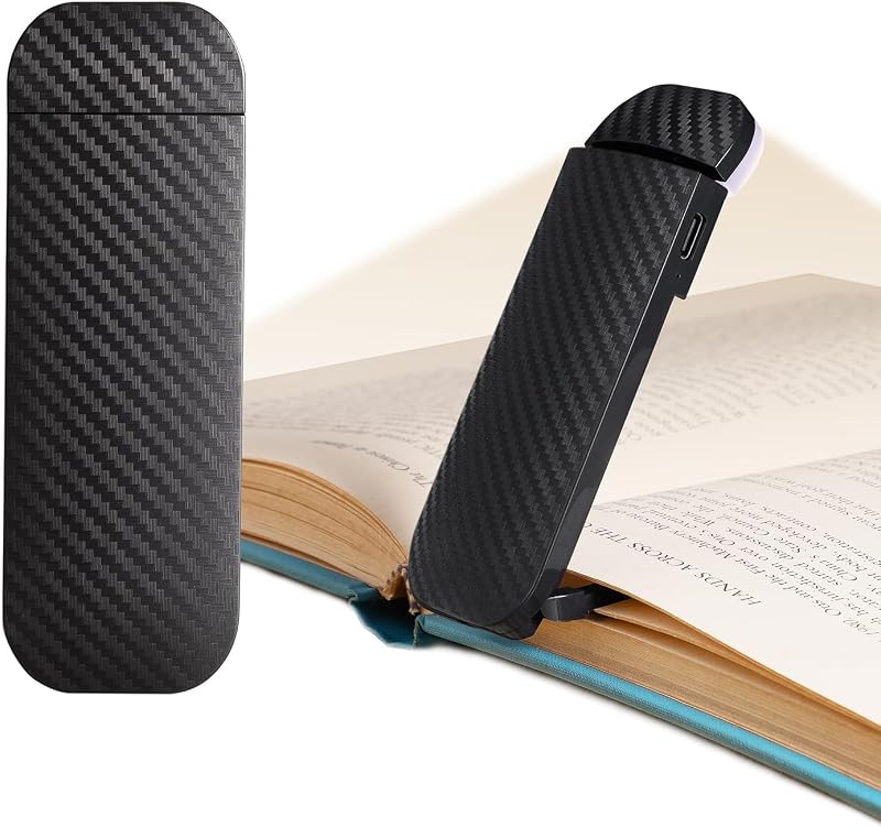Book Reading Light, Rechargeable Clip on Booklight, Eye Caring 3 Color Temperatures & 5 Brightness Levels, Night Use for Bed, Long Lasting, Reading at Night in Bed, Mystic Black