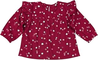 HuggleBug Girls’ Cotton Rayon Floral Top with Ruffle Design | Soft, Breathable, Stylish and Comfortable Casual Wear for Kids Price In India